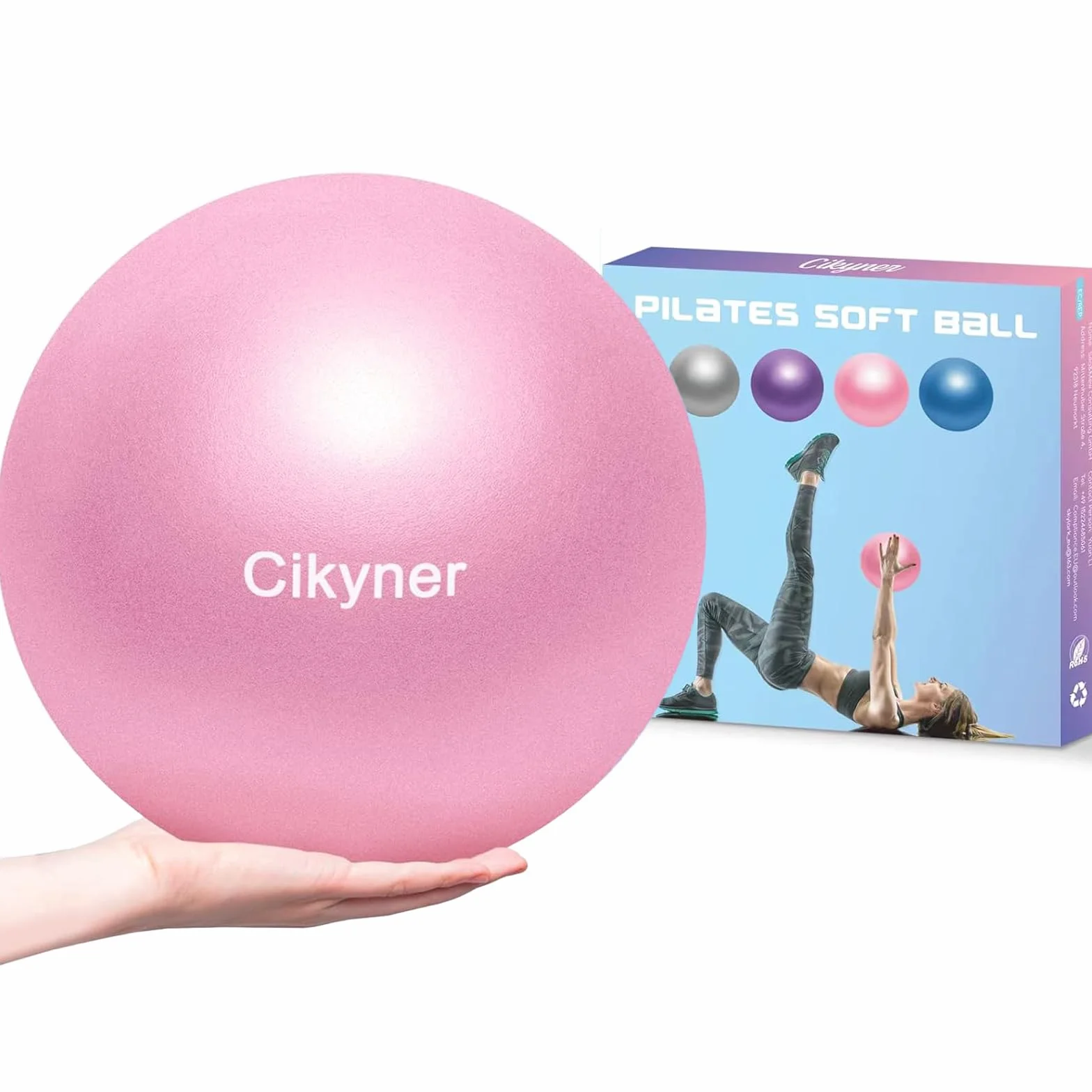Cikyner Miękka piłka do pilatesu, 23-25 cm, mała piłka gimnastyczna z nadmuchiwaną słomką, do pilatesu, jogi, treningu całego ciała, poprawy równowagi w domu, na siłowni i w biurze