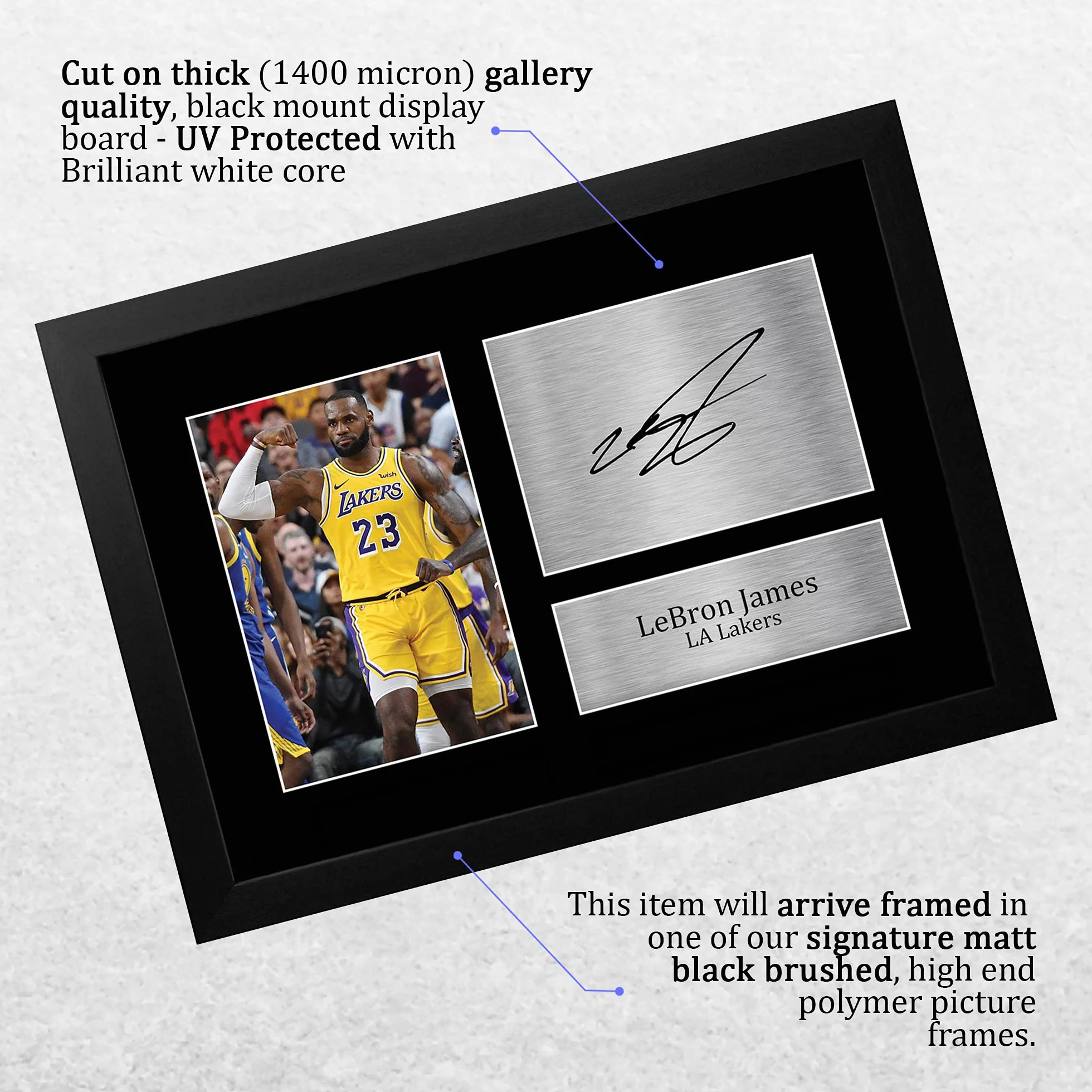 Lebron James Los Angeles Lakers A4 oprawiony autograf pamiątka koszykówki