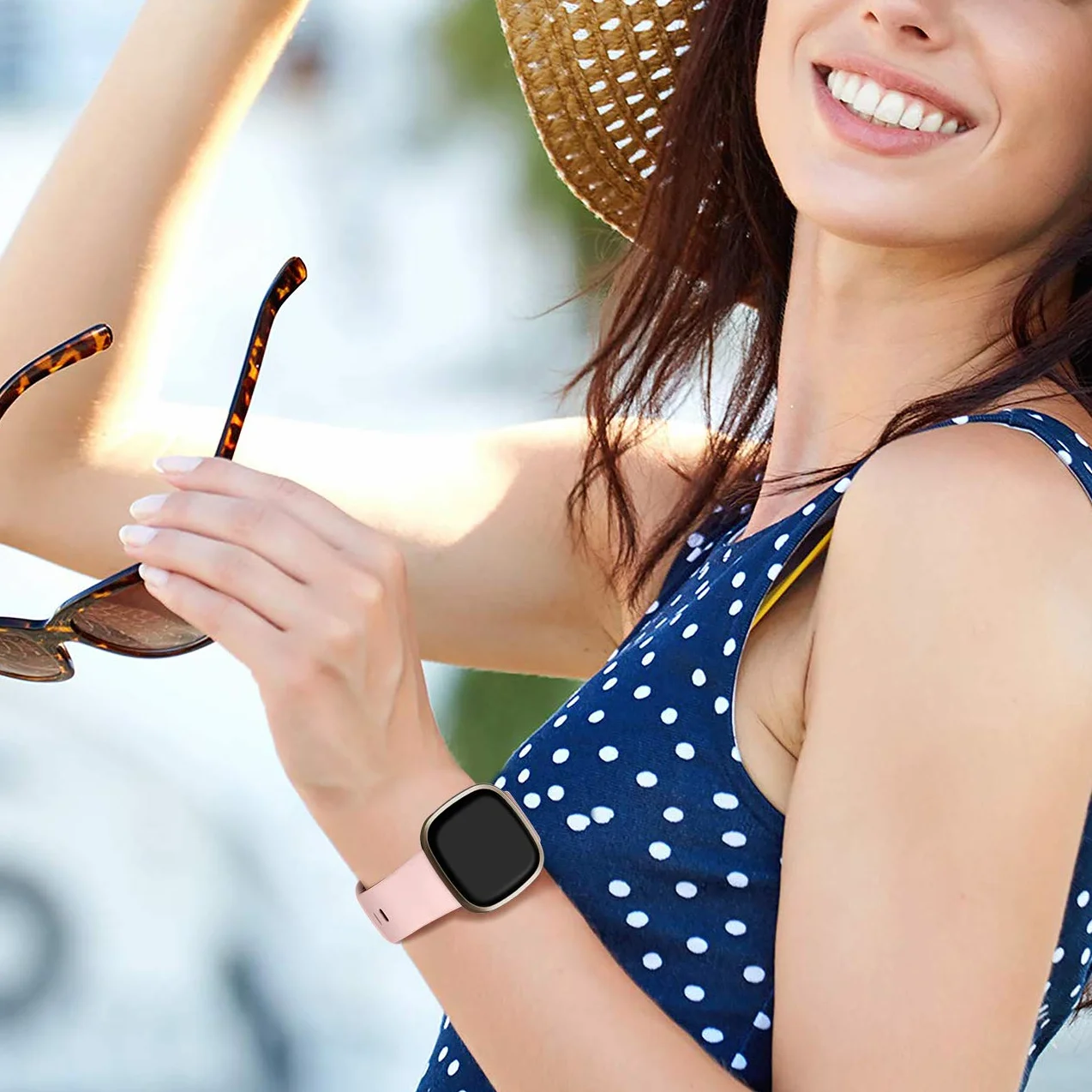 Oielai Bransoletka kompatybilna z Fitbit Versa 4 / Fitbit Versa 3 / Fitbit Sense 2 / Fitbit Sense / Versa 3 / Versa 4 / Sense / Sense 2, silikonowa, klasyczna, delikatna, dla kobiet i mężczyzn