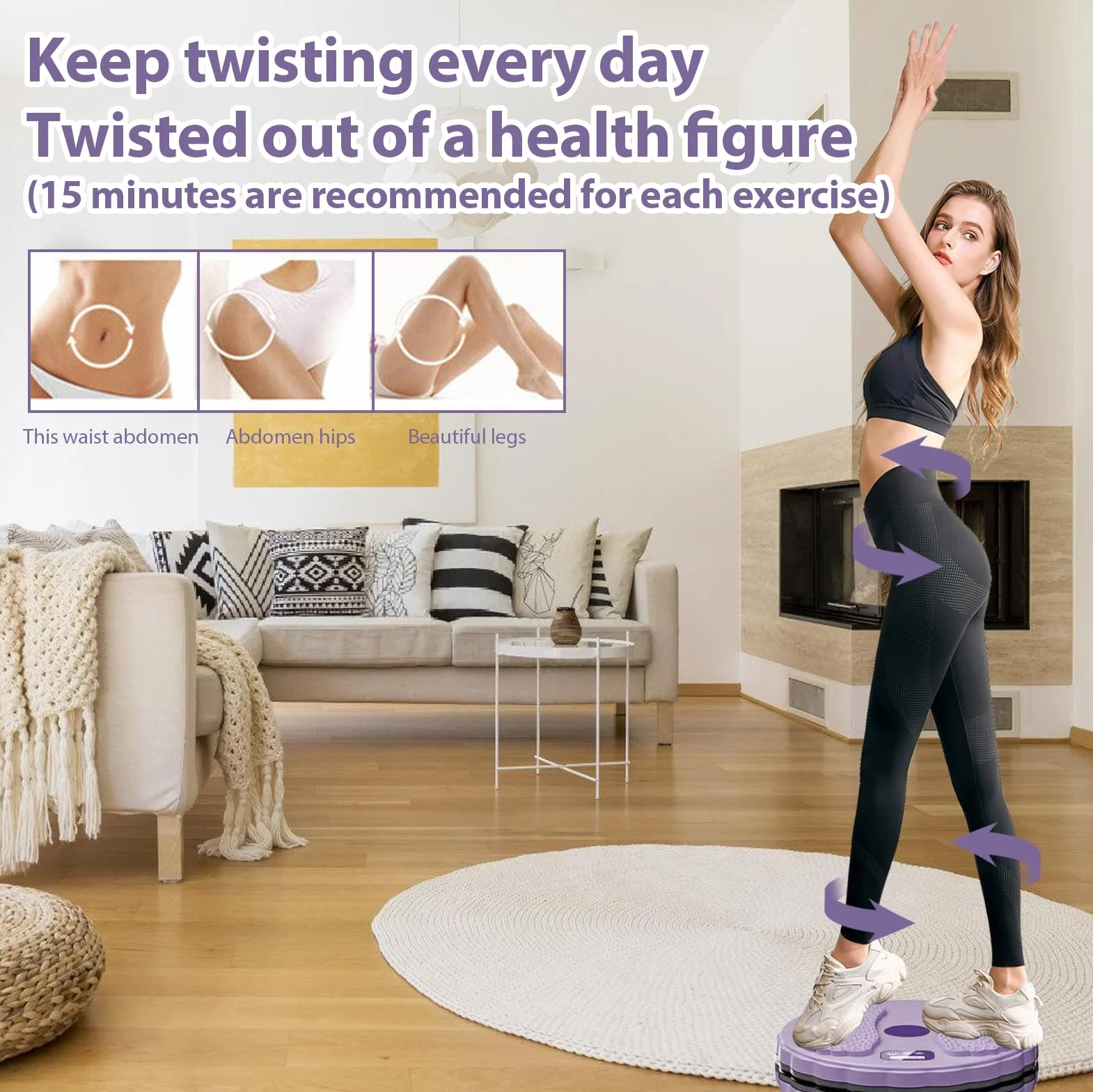 Talia z licznikiem Twist Waist Disc antypoślizgowa taśma obrotowy pas biodrowy 300 kg fioletowy