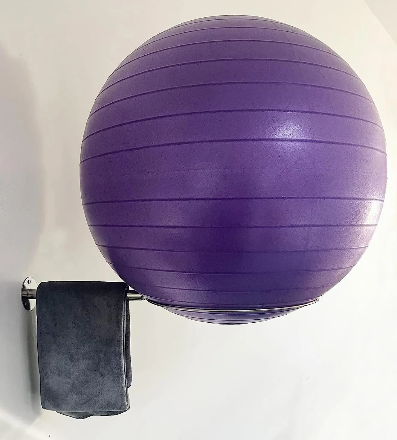 Naścienny uchwyt na piłkę gimnastyczną ze stali nierdzewnej 32-86 cm