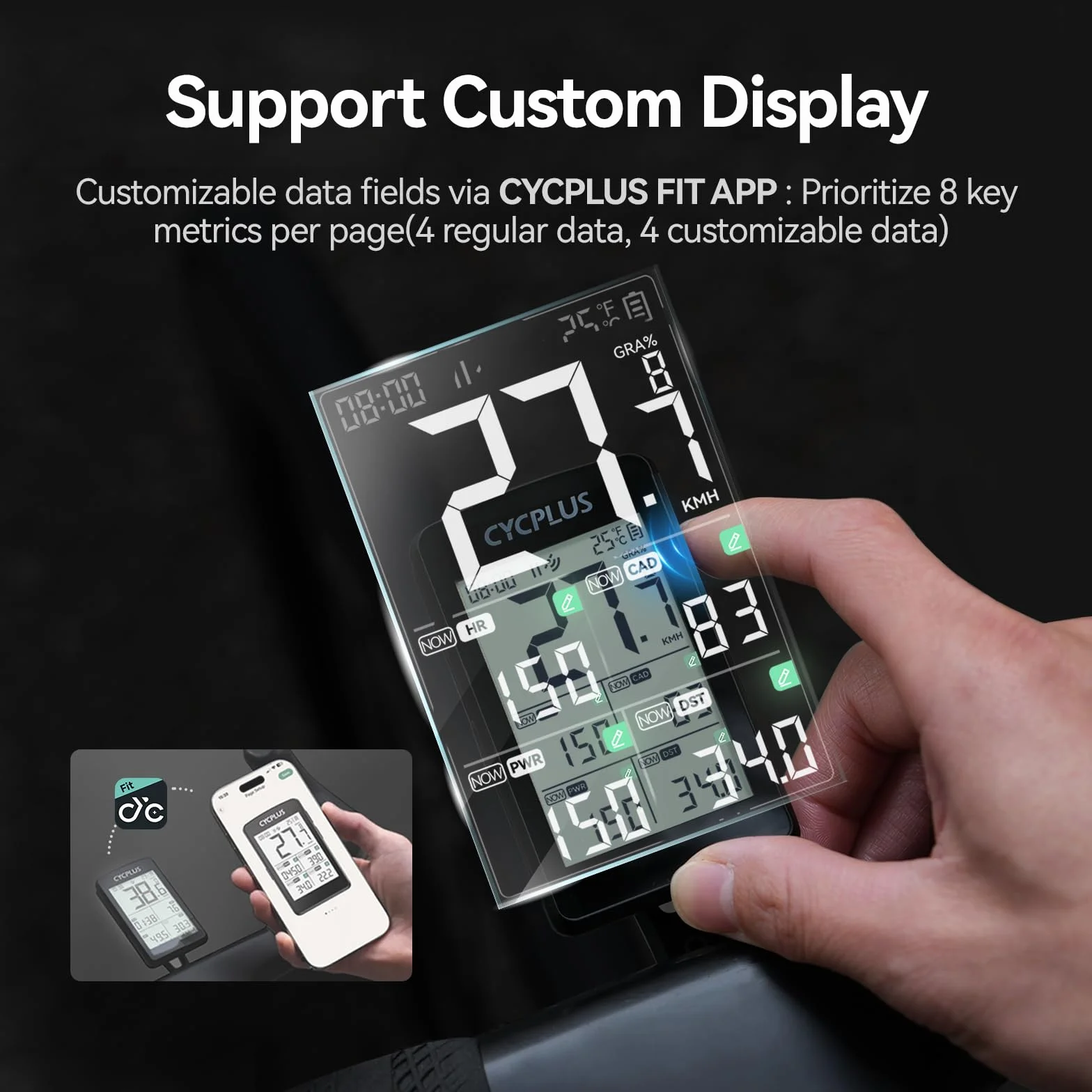CYCPLUS Komputer rowerowy GPS bezprzewodowy, ANT+ komputer rowerowy GPS z Bluetooth, ekran LCD 2,8 cala, wytrzymałość baterii 100 godzin, prędkościomierz rowerowy z automatycznym podświetleniem