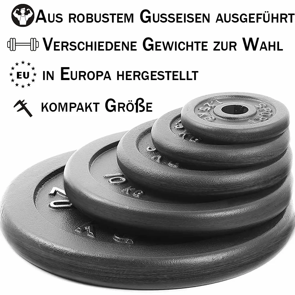 AtHaus Krążki do sztangi 4 x 5 kg zestaw żeliwne hantle ciężarki 30/31 mm