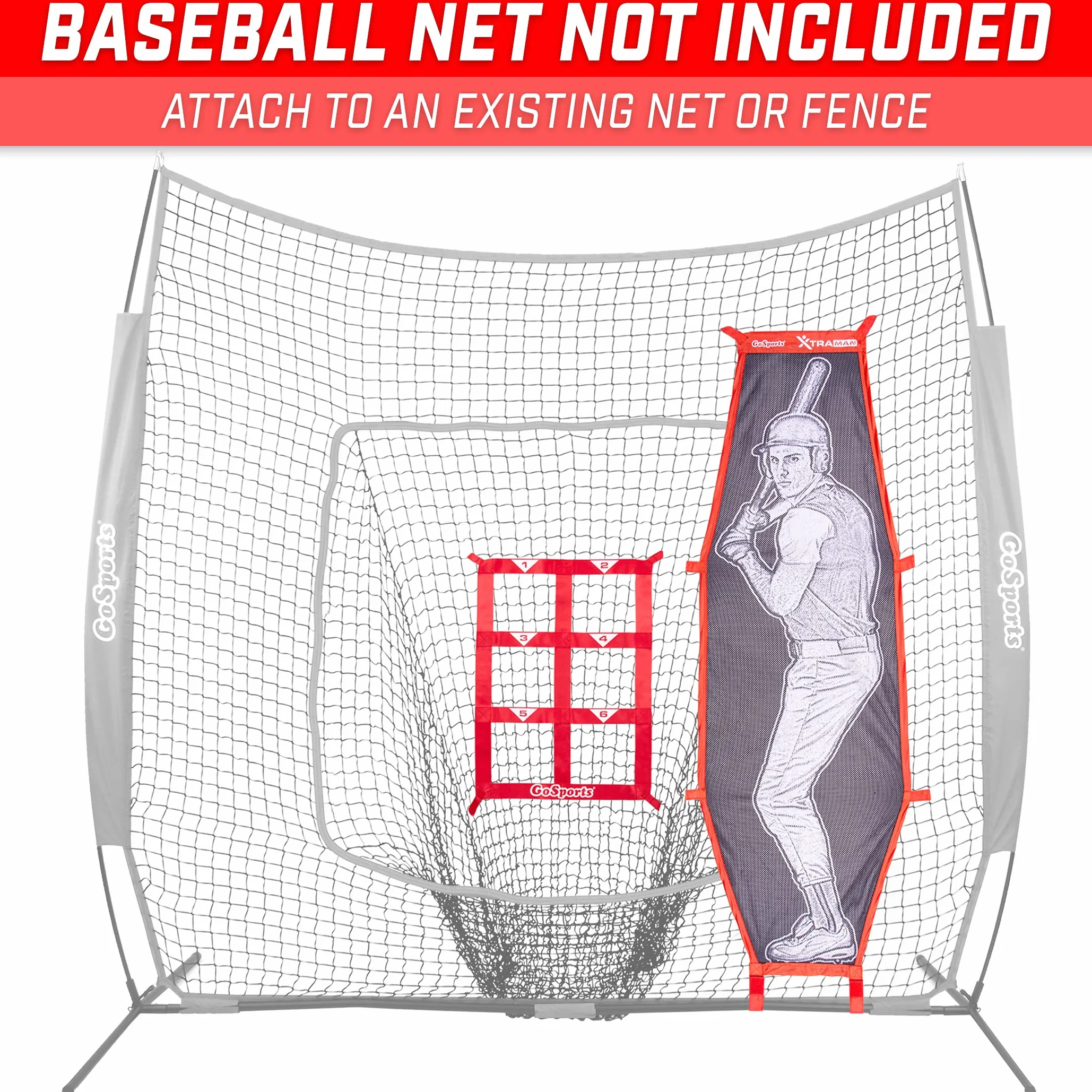GoSports Zestaw do pitchingu baseballowego i softballu XTRAMAN, czerwony