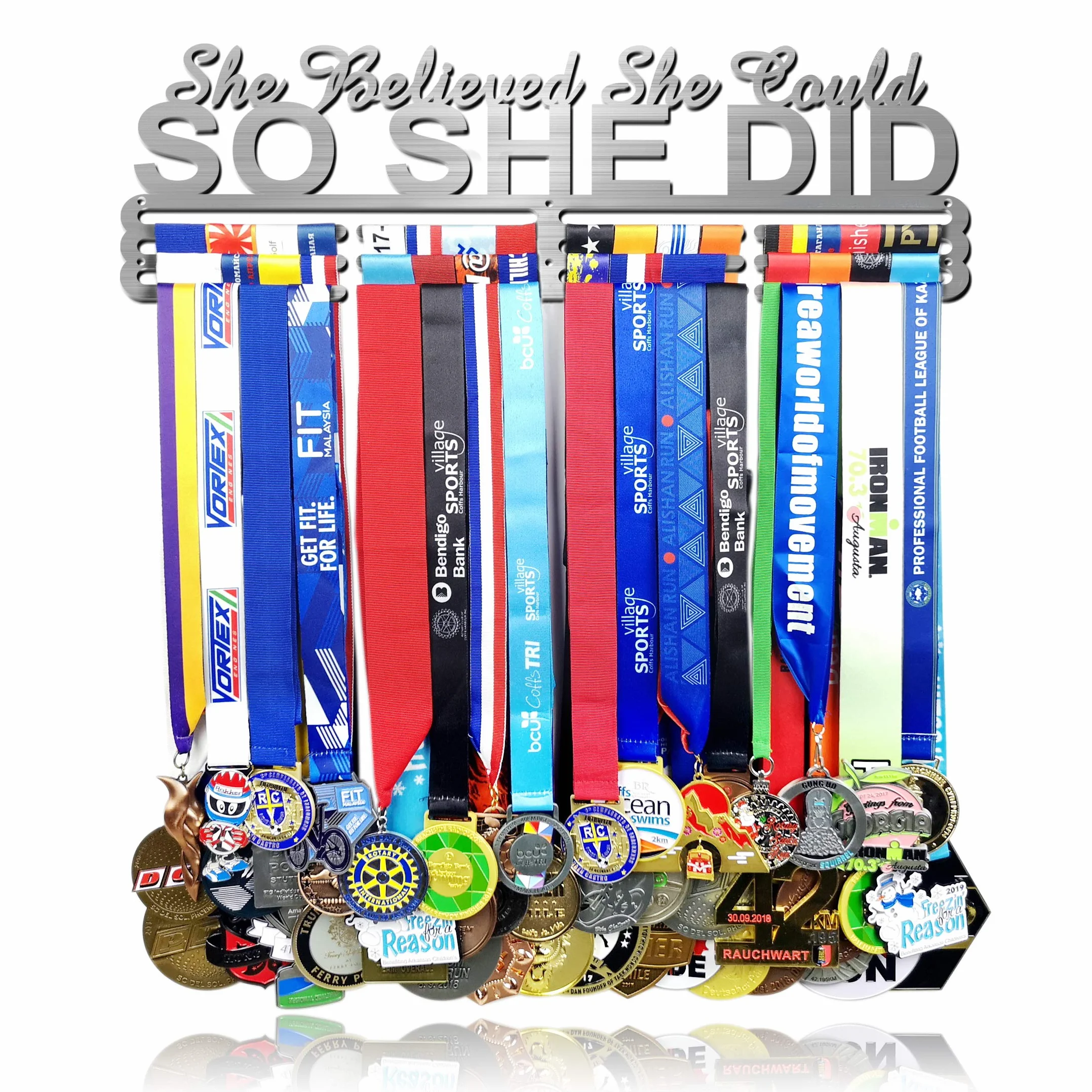 Medal Hanger Holder Display Wall Rack Frame Shelf in 16" Long-Medal Hanger Awards Ribbon Cheer,Gymnastics,Soccer,Softball