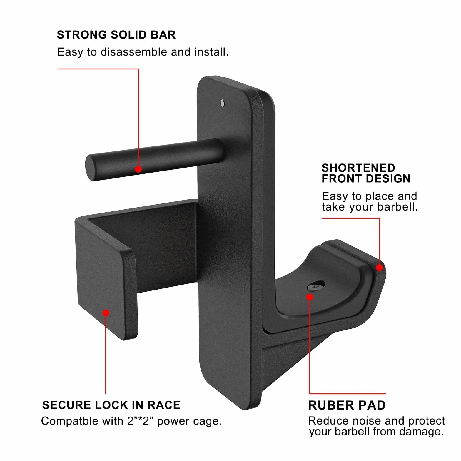 Kipika Haczyki J do stojaka Power Rack 5 cm x 5 cm - dolne wzmocnione stalowe haczyki z gumową podkładką - zestaw 2 szt