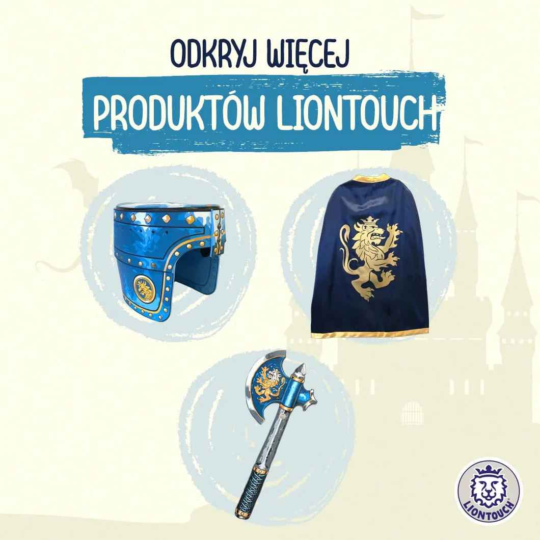 Liontouch Mini miecz lwia z pianki 35 cm niebieski średniowieczny sztylet z kamieniem szlachetnym do odgrywania ról