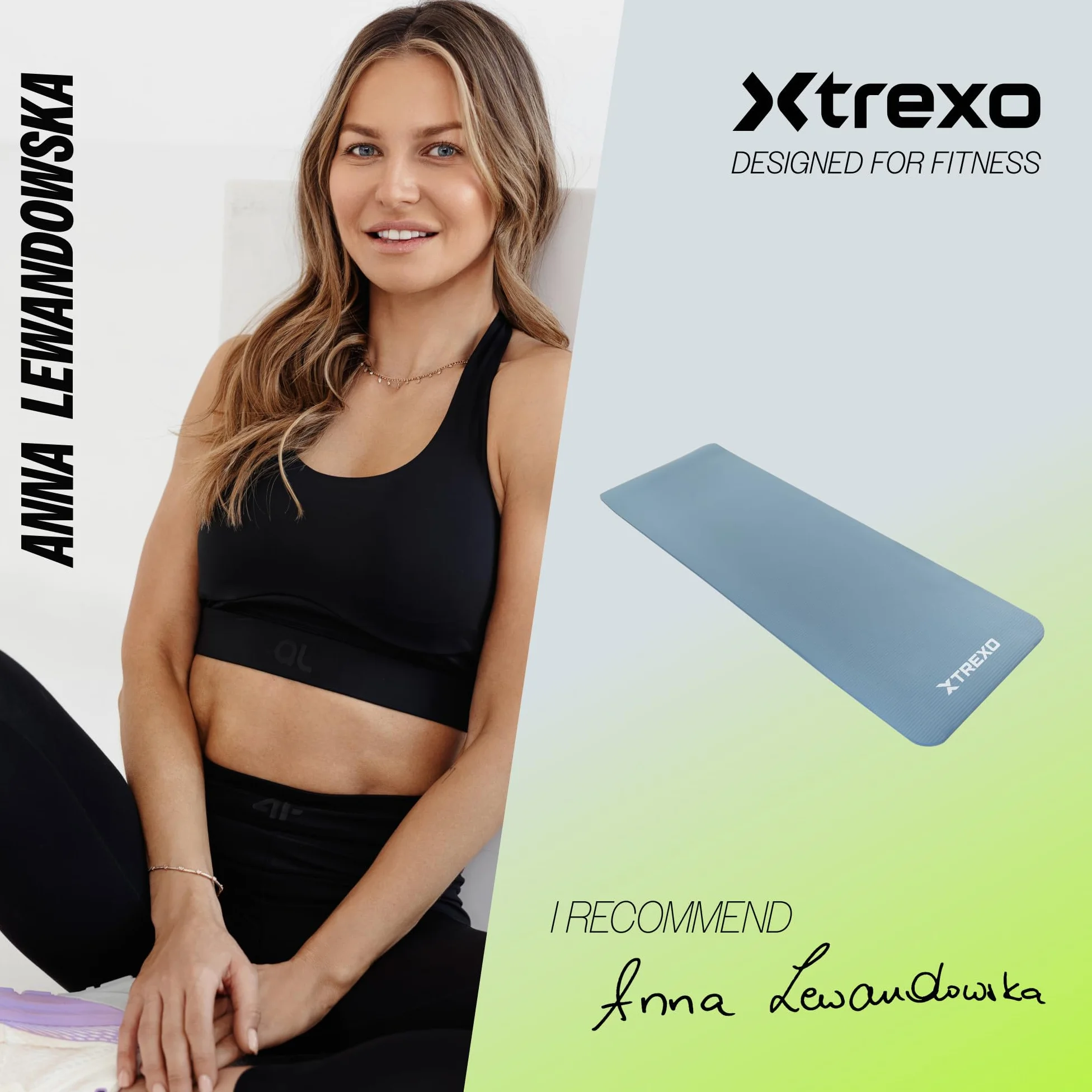 XTREXO NBR mata do ćwiczeń w kolorze jasnoróżowym, 183 x 61 cm, materiał o wyjątkowej trwałości i elastyczności, grubość 15 mm z antypoślizgową teksturą, w komplecie z paskiem do noszenia, idealna do