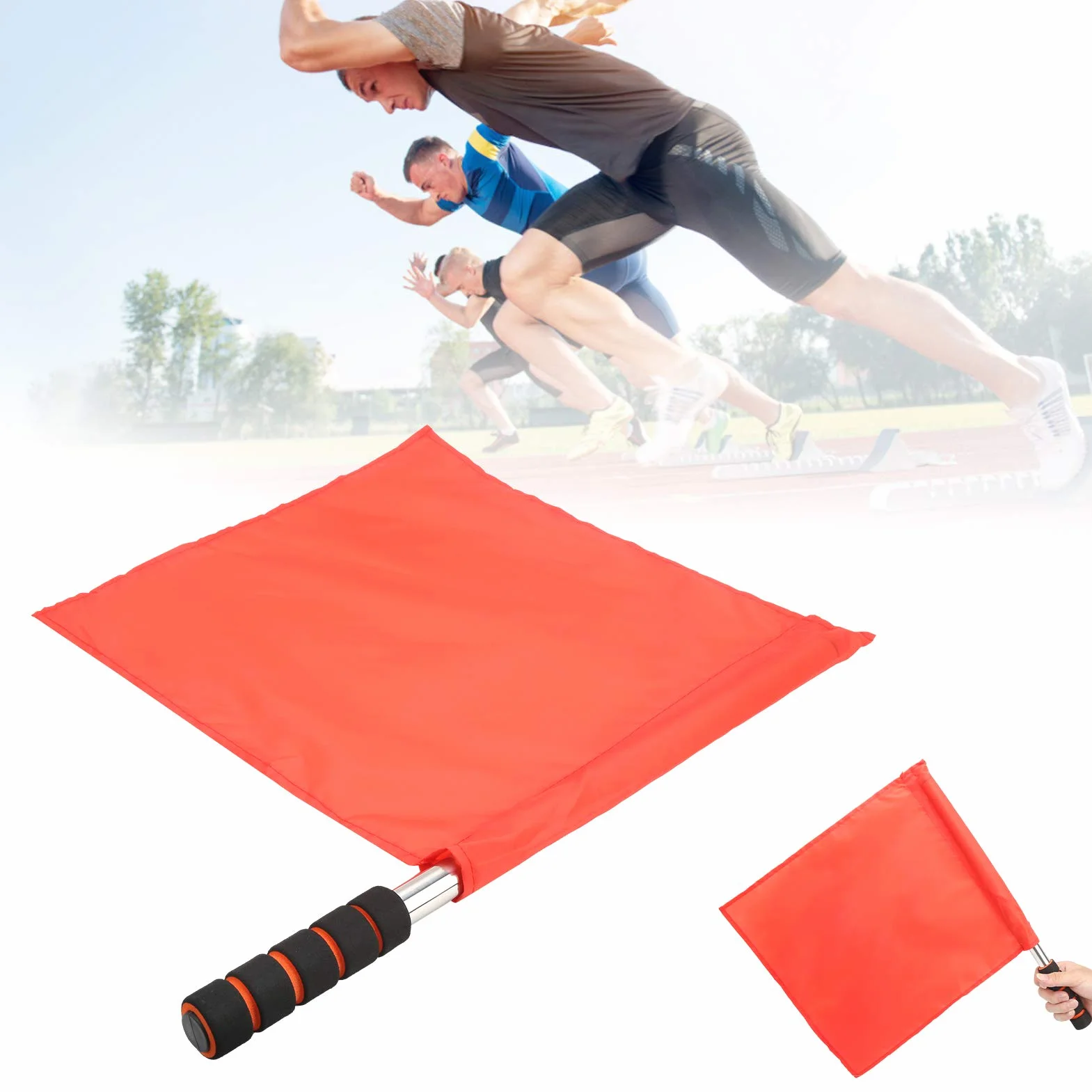 2 Szt. Flaga Sędziego Sportowego, Flaga Ręczna ze Stali Nierdzewnej, Czerwona Flaga Sygnałowa, Gąbkowy Uchwyt, Specjalne Flagi Sportowe Patrolowe, Flaga Liniowego, Oficjalna Flaga Wydajności do Piłki
