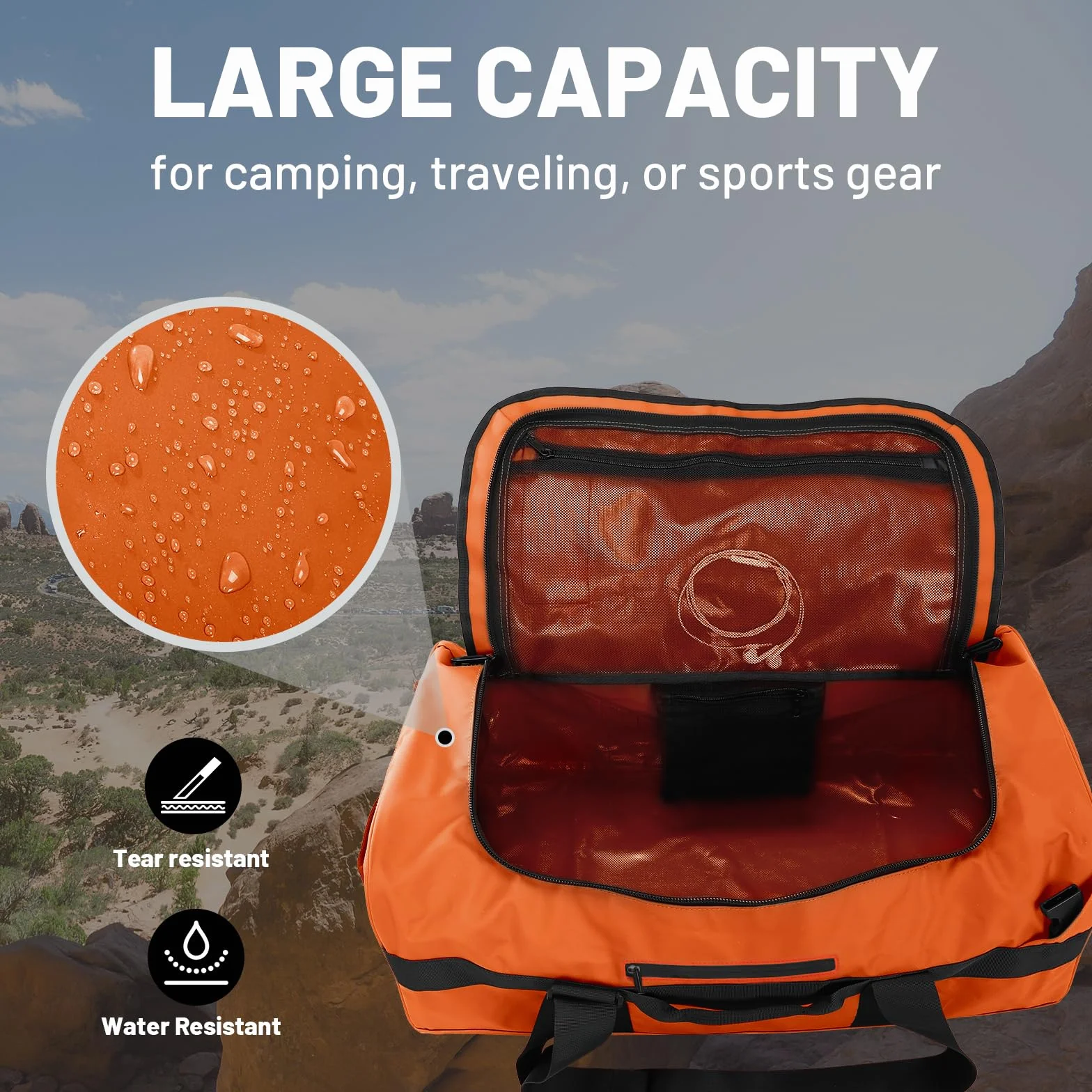 MIER torba sportowa dla mężczyzn, wodoszczelna, duża, wytrzymała, torba podróżna, przeznaczona na siłownię, sport, podróże, torba Duffle, 40L/60L/90L, z plecakiem, paskami i kieszenią na buty