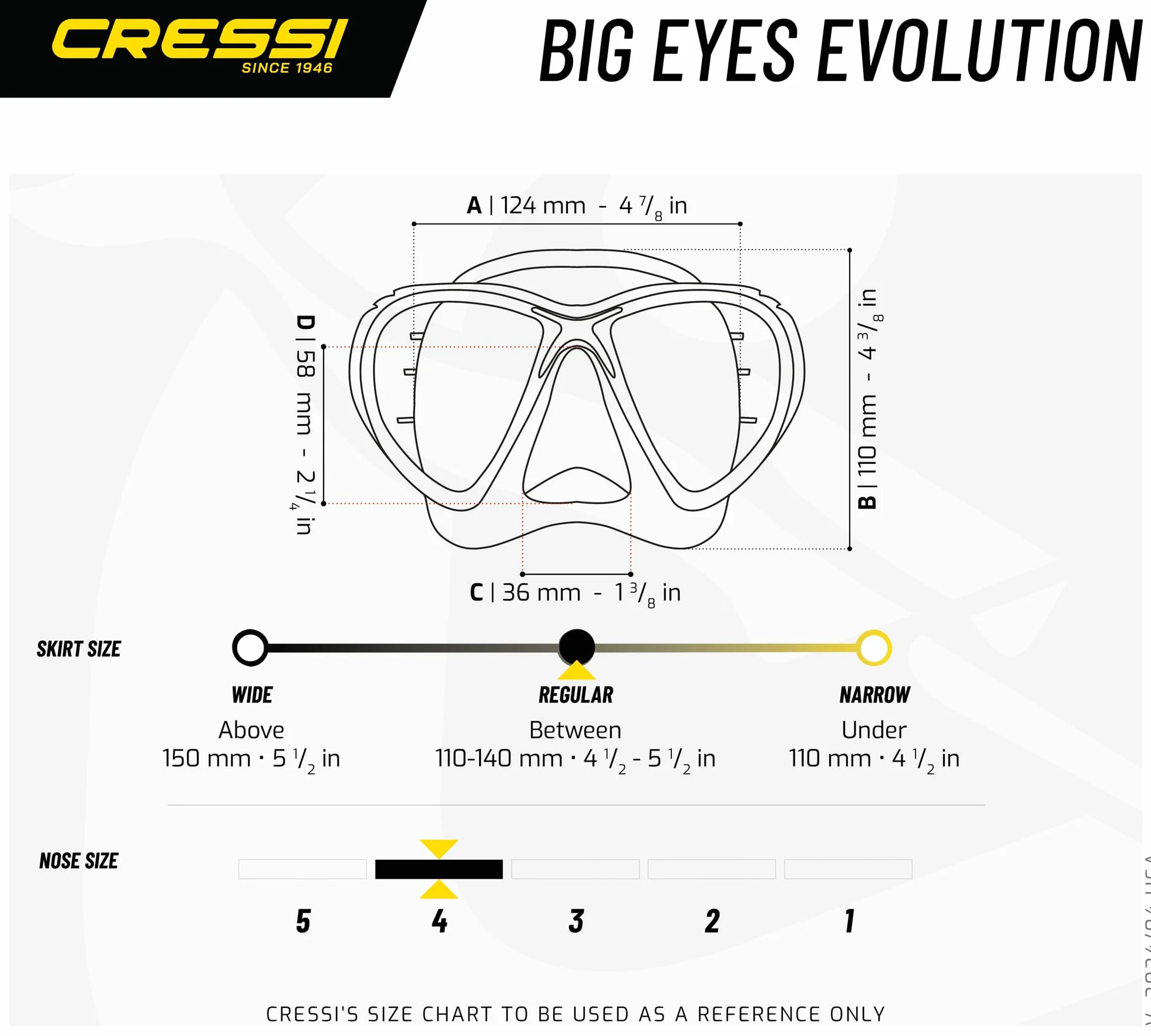 Cressi Maski do nurkowania z nachylonymi soczewkami łezkowymi dla lepszej widoczności w dół, ewolucji powietrza i oczu: wyprodukowano we Włoszech