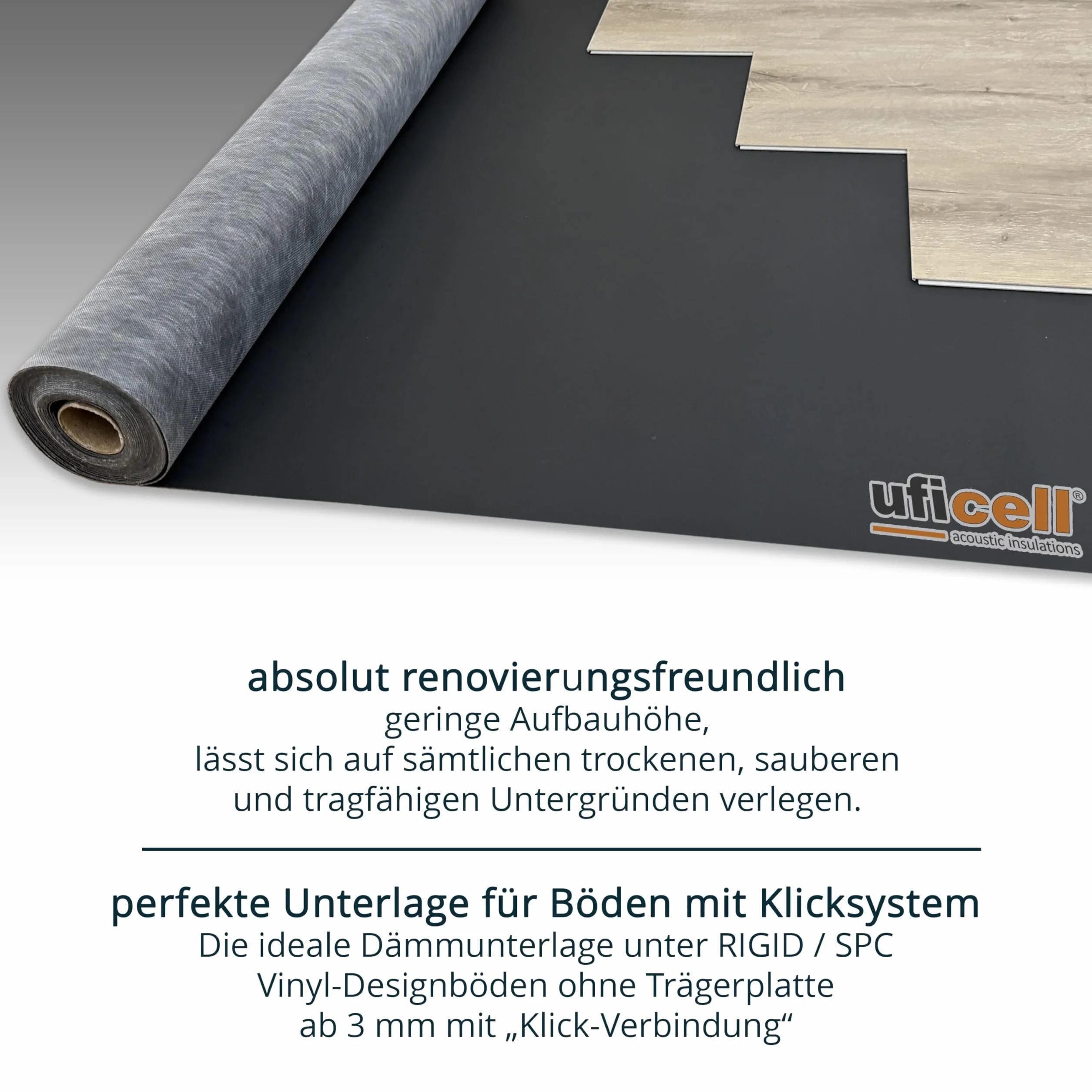 Uficell Vinosilent Premium winylowa izolacja akustyczna 1,5 mm 20 m² podkładka antypoślizgowa do podłóg winylowych LVT