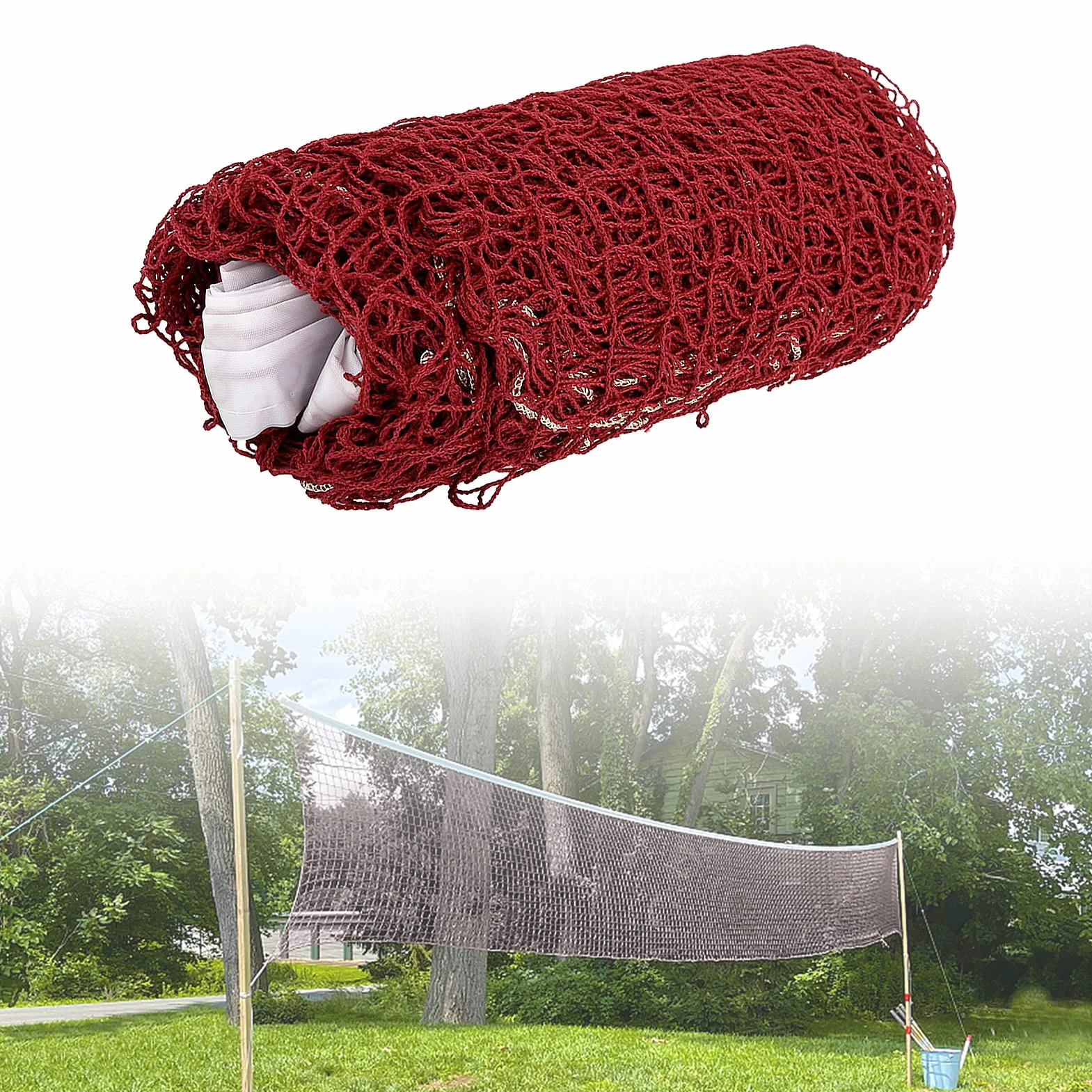 Yosoo Health Gear Przenośna siatka do badmintona na sportową rozrywkę, kasztanowobrązowa, trwała