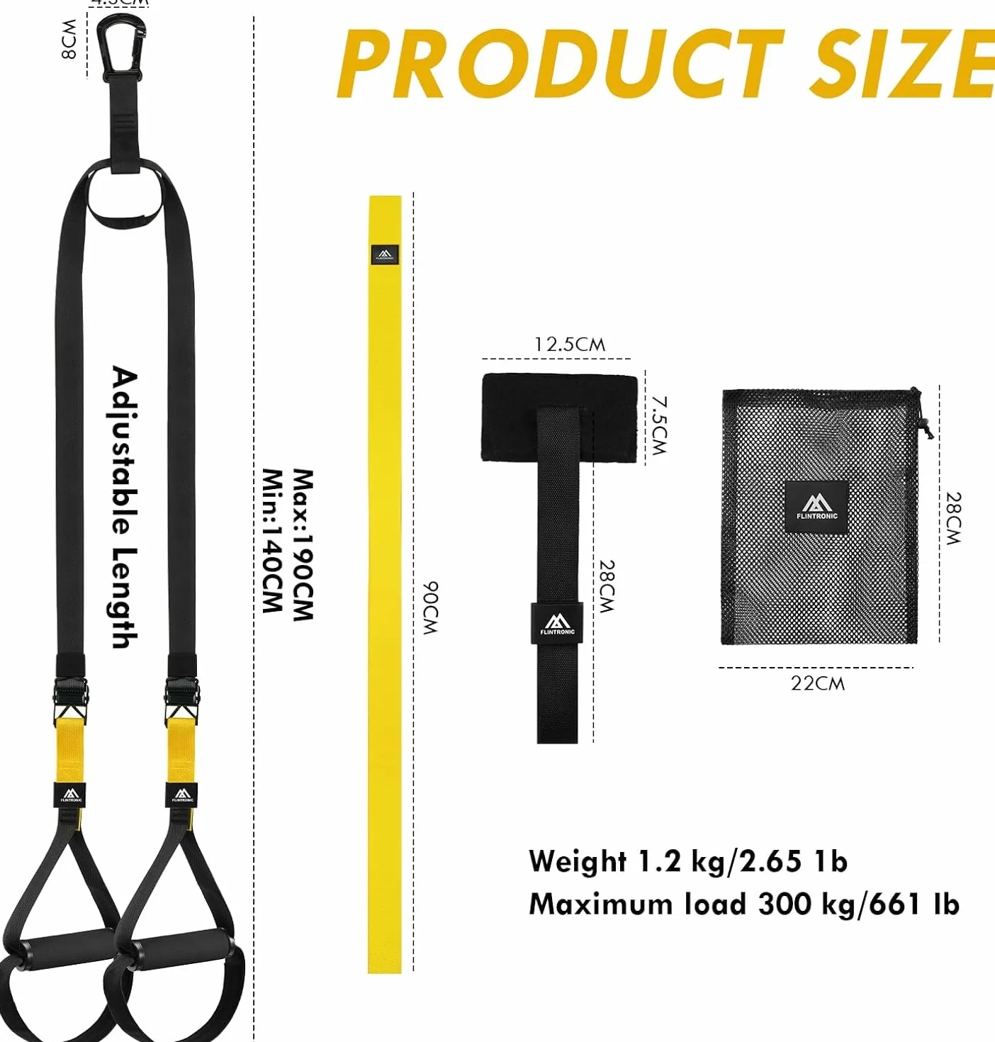 flintronic Zestaw Sling Trainer, System Suspension Trainer, Sprzęt do domowej siłowni Suspension Trainer z kotwicą do drzwi, Paski do ćwiczeń fitness na siłowni