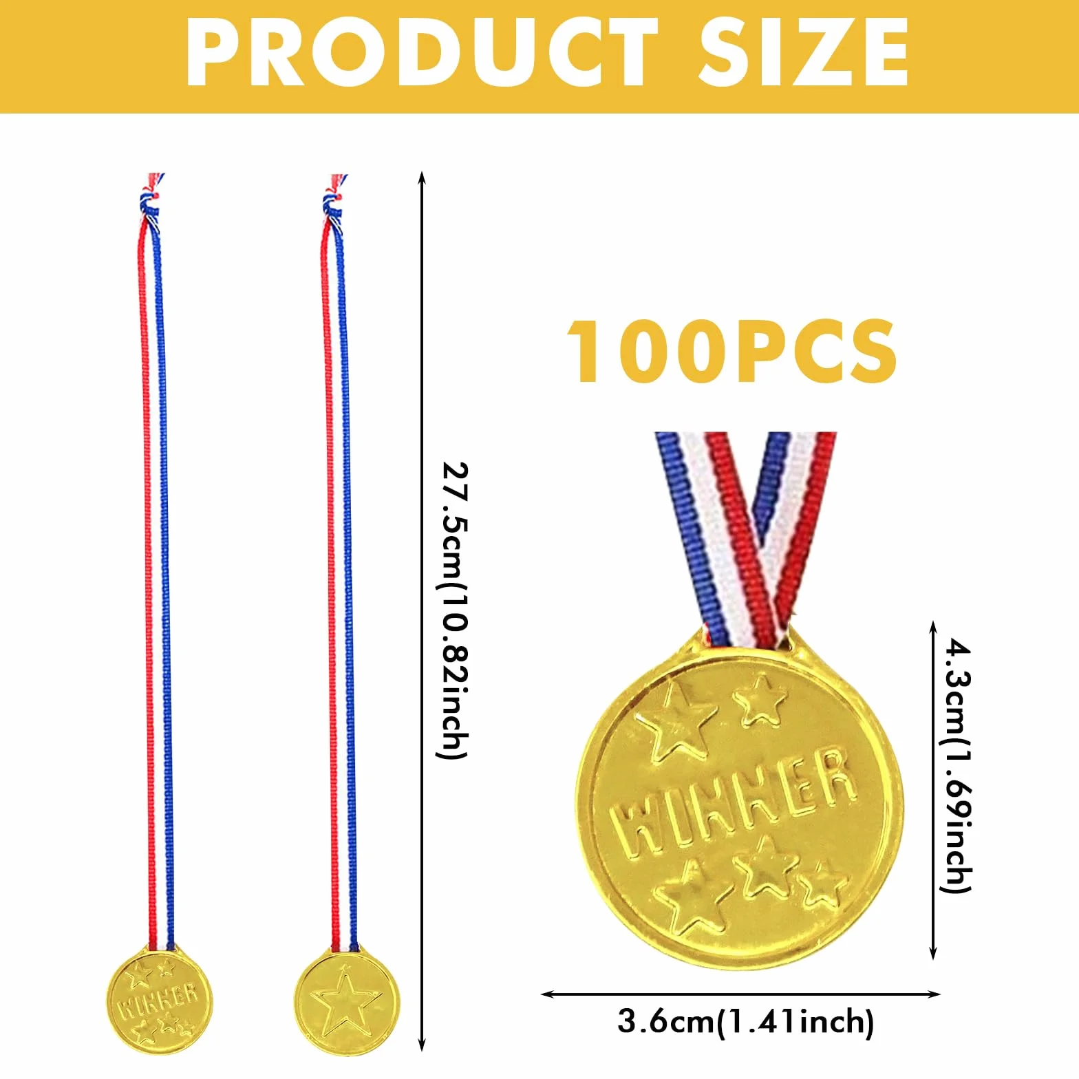 100 sztuk medali sportowych: medale zwycięzcy, zestaw medali dla dzieci, złote medale dla dzieci, super medale, pamiątki z gier urodzinowych dla dzieci, cade