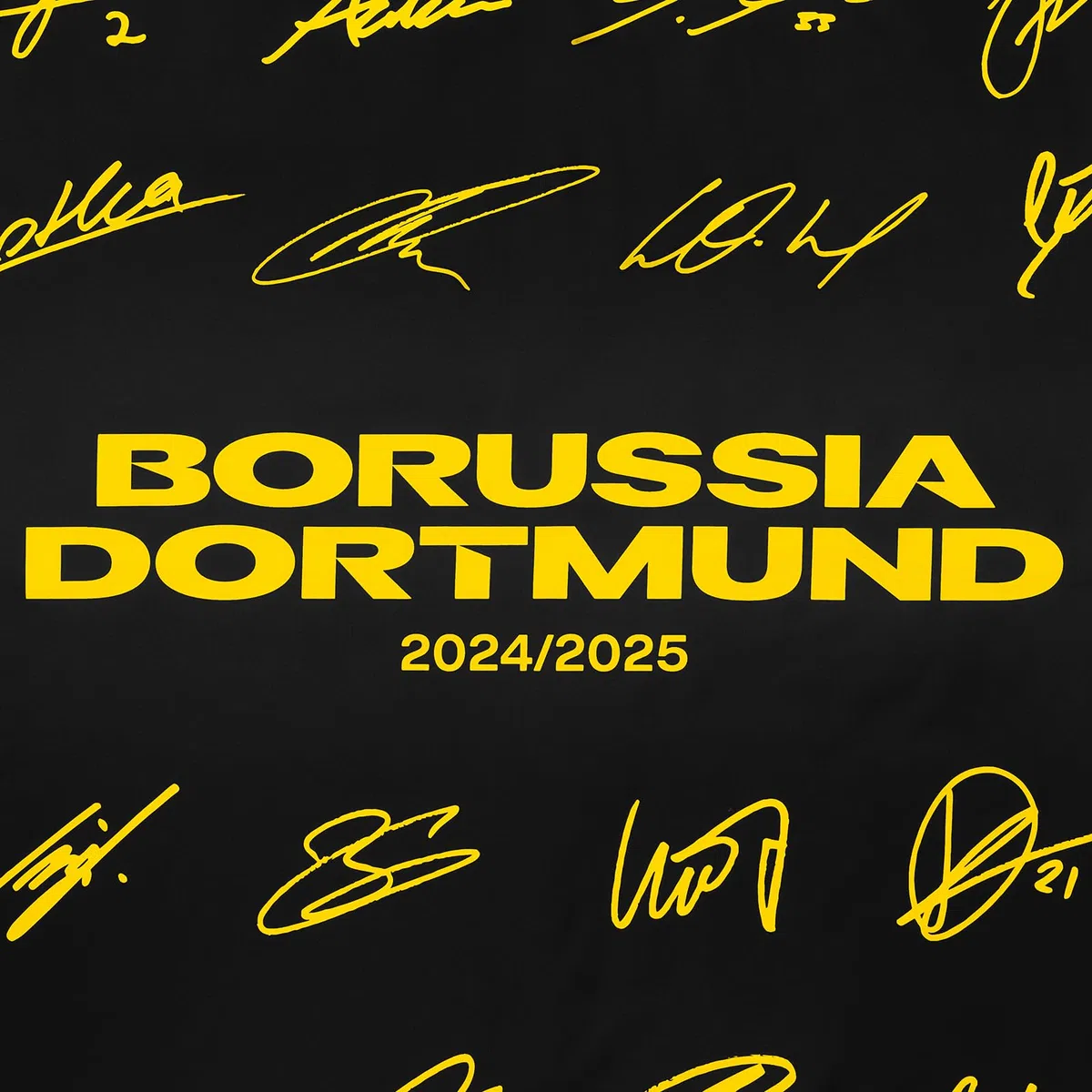 Borussia Dortmund BVB pościel z podpisami 2024/25, czarna, 135 x 200 cm z zamkiem błyskawicznym, podwójna konstrukcja