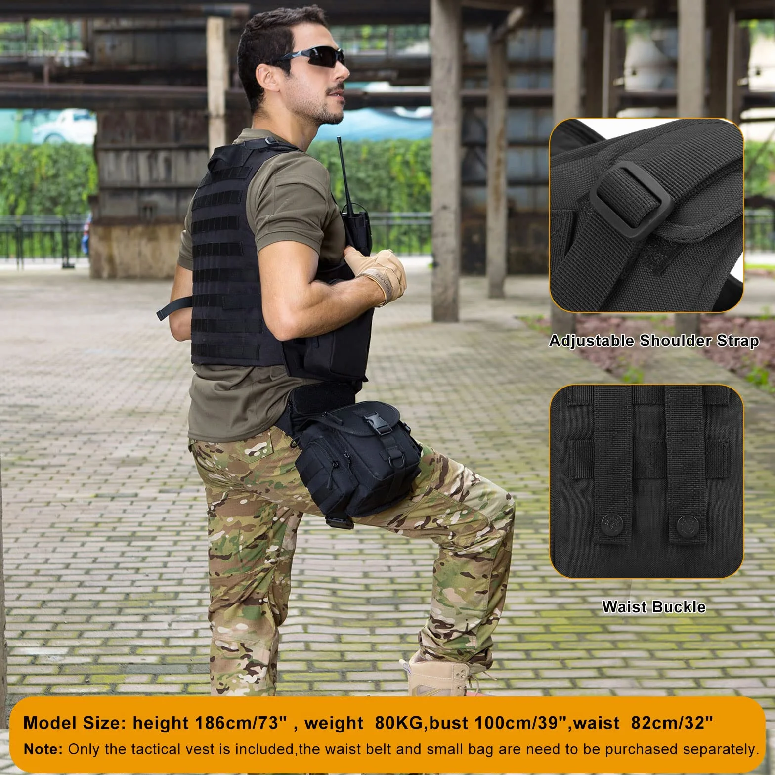 Huntvp Kamizelka taktyczna Kamizelka Airsoft Wodoodporna kamizelka do paintballa Regulowana kamizelka taktyczna do gier CS Fani wojskowi Outdoor Hiking Alpinizm Trekking (Typ1-czarny)