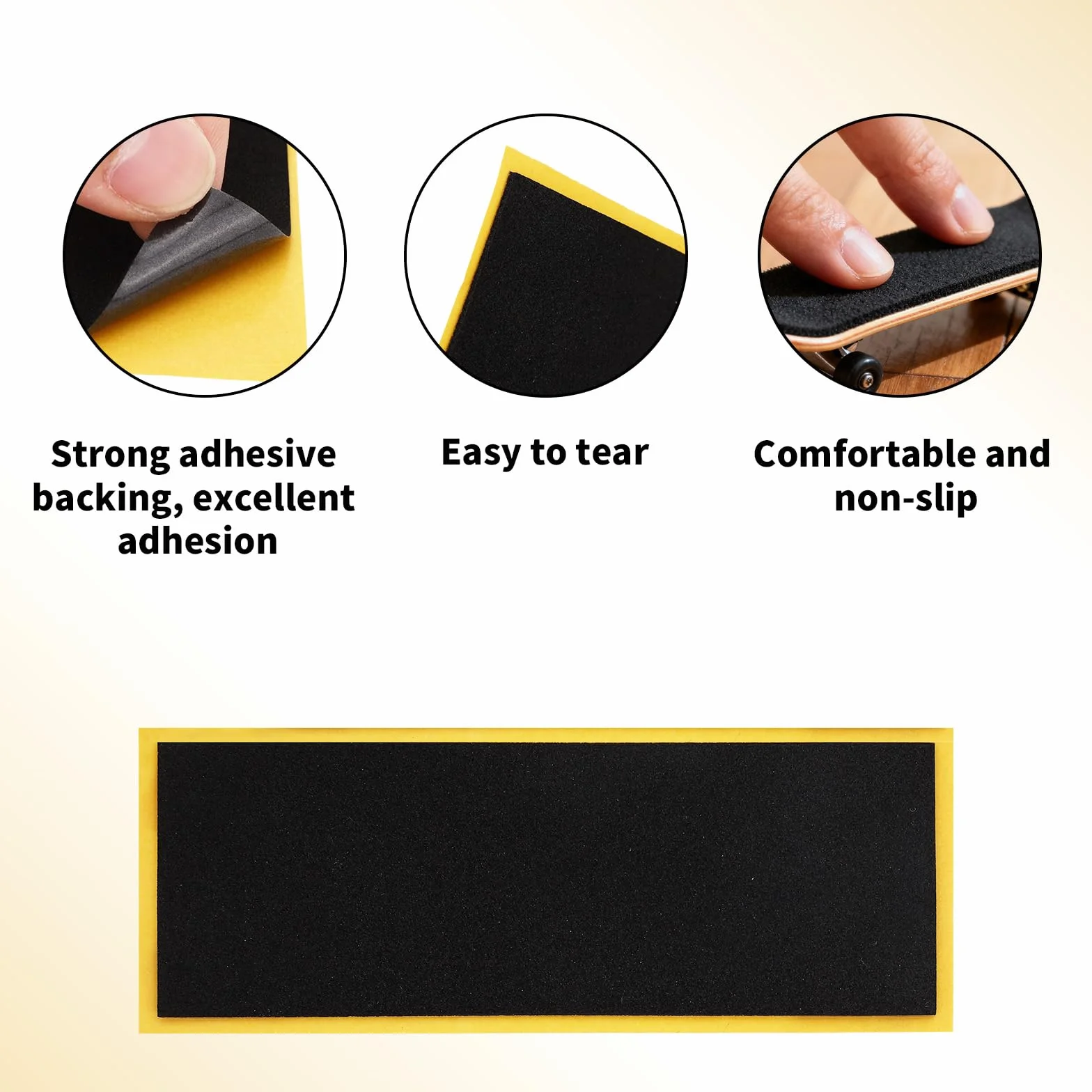 60 Sztuk Taśm Antypoślizgowych do Fingerboardu, 11x3,8cm Mocne Samoprzylepne Naklejki Antypoślizgowe Piankowa Taśma Podkładowa PET do Gier i Trików na Fingerboardzie (Czarna)