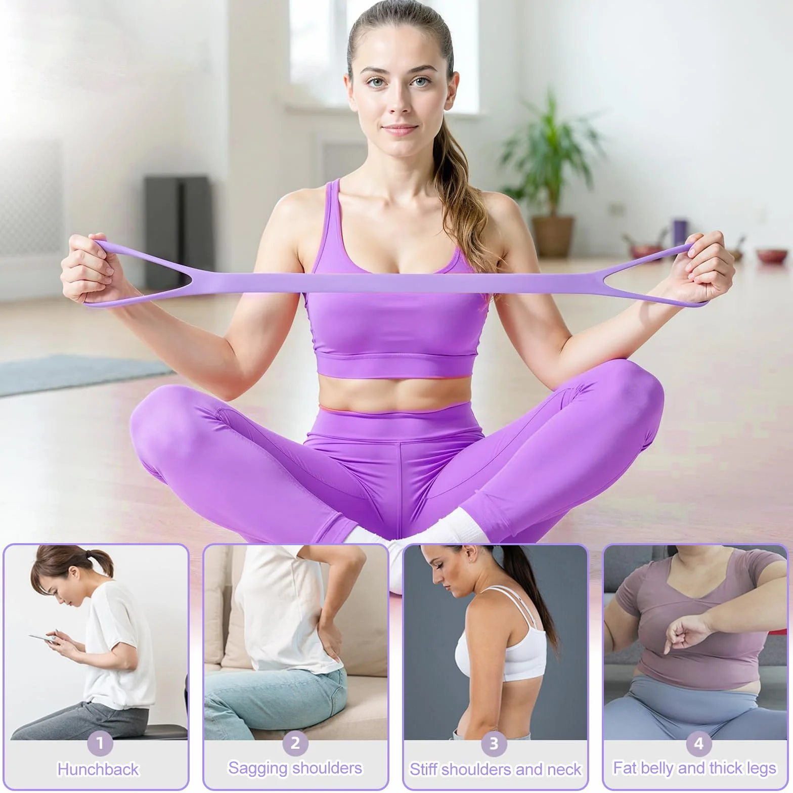 3 sztuki elastycznych taśm oporowych do fitnessu, opaski do ćwiczeń w kształcie 8 dla kobiet i mężczyzn z uchwytami, 8-kształtna opaska do rozciągania ramion, do jogi podróży