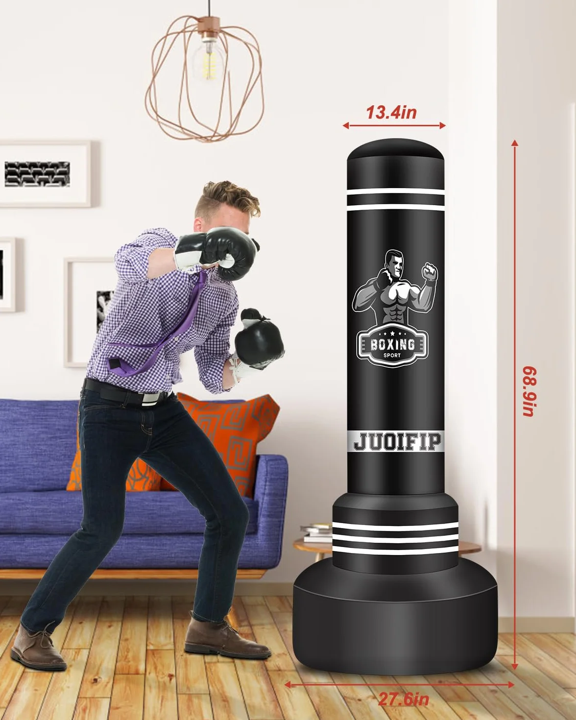 NZQXJXZ Worki bokserskie dla dorosłych - 180 cm, solidny, nadmuchiwany worek bokserski do kickboxingu, do treningu MMA, Muay Thai, fitness