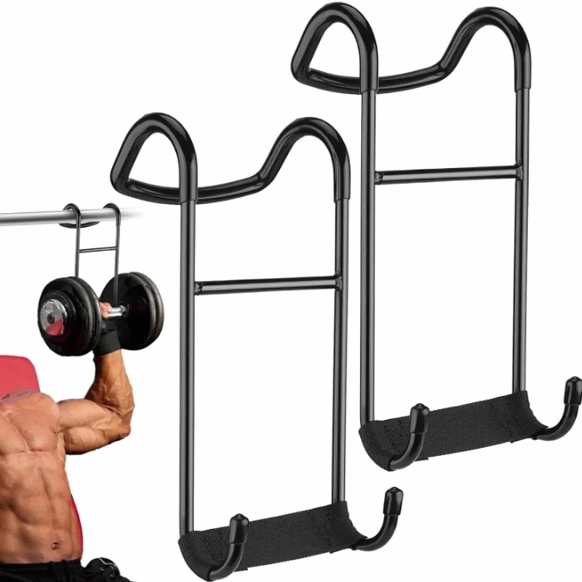 2PCS Hantle Stand, Obciążenie w Ramach 102kg, Haczyki Na Hantle Heavy Do Barbell, Fitness, Klatka Piersiowa, Ćwiczenia Ramion z Paskami Nadgarstkowymi, Haczyki Do Prasy Ławkowej Fitness Podnosze