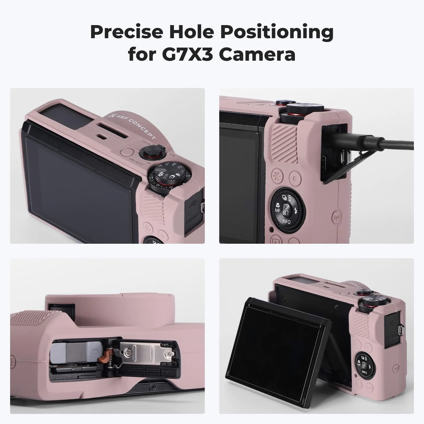 Etui ochronne K&F CONCEPT do aparatu Canon G7X Mark III, szaro-fioletowe, miękkie silikonowe etui do aparatu cyfrowego G7X Mark III z odłączaną osłoną obiektywu, odporne na zarysowania, o smukłym dopa