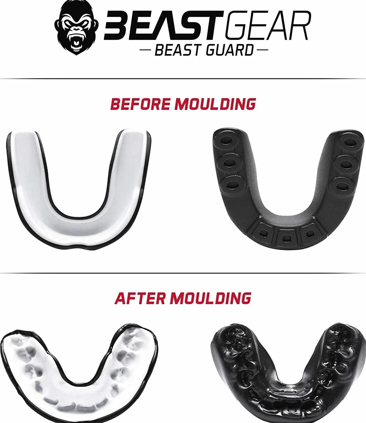 Beast Gear Sportowa osłona zębów - Protezione Denti e Mascella, Adatto per Boxe, MMA, Rugby, Calcio, Hockey z Custodia Igienica, dla dorosłych i nastolatków (11+)