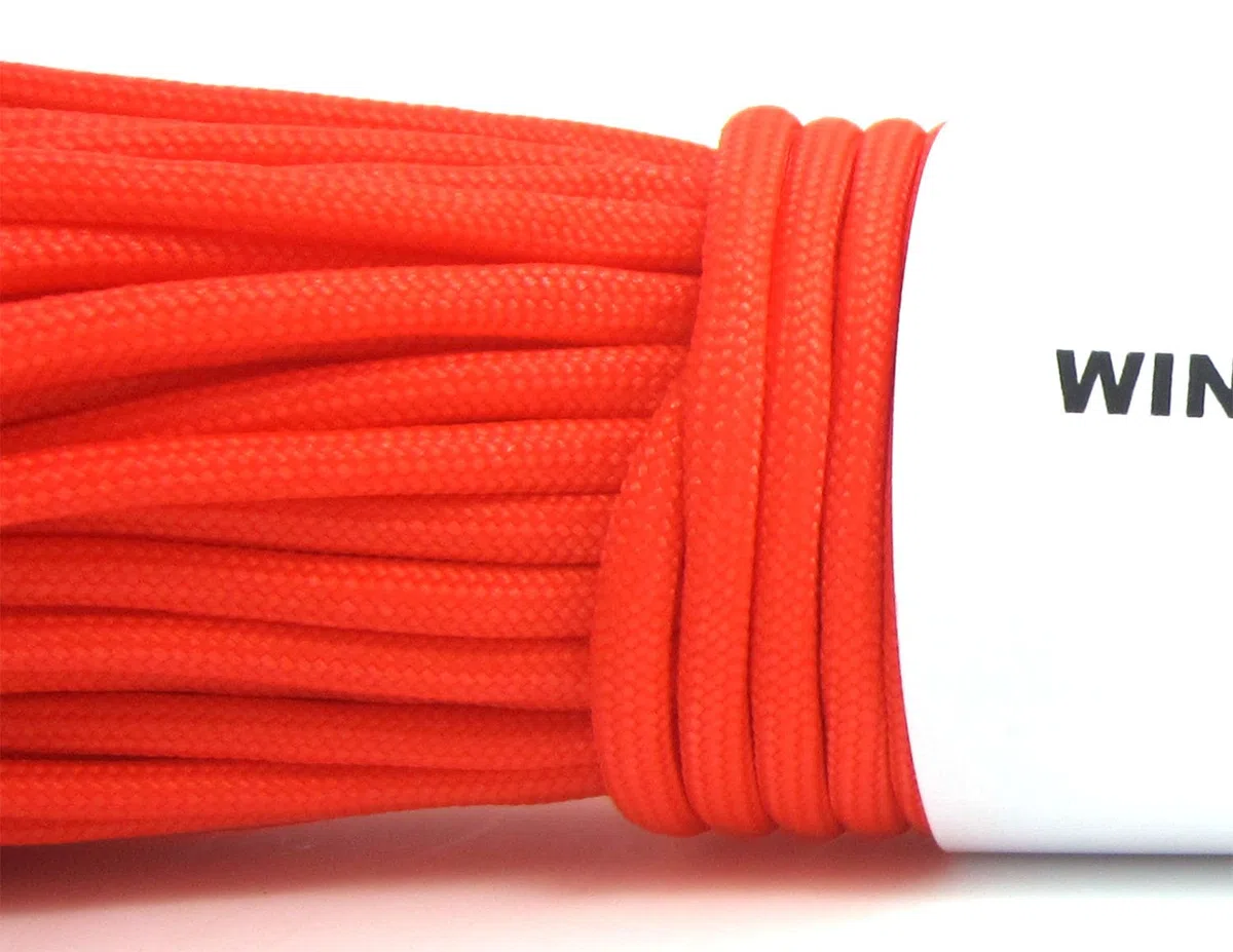 7-żyłowa linka spadochronowa paracord, 249 kg, 30,5 m, pomarańczowo-czerwona