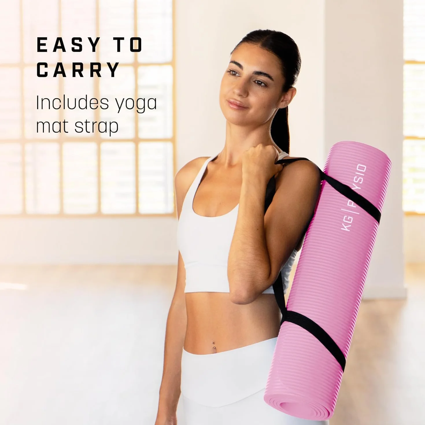 KG Physio Mata do jogi - Antypoślizgowa mata do ćwiczeń NBR z paskiem maty do jogi w zestawie - Idealna do ćwiczeń HiiT, pilates, jogi
