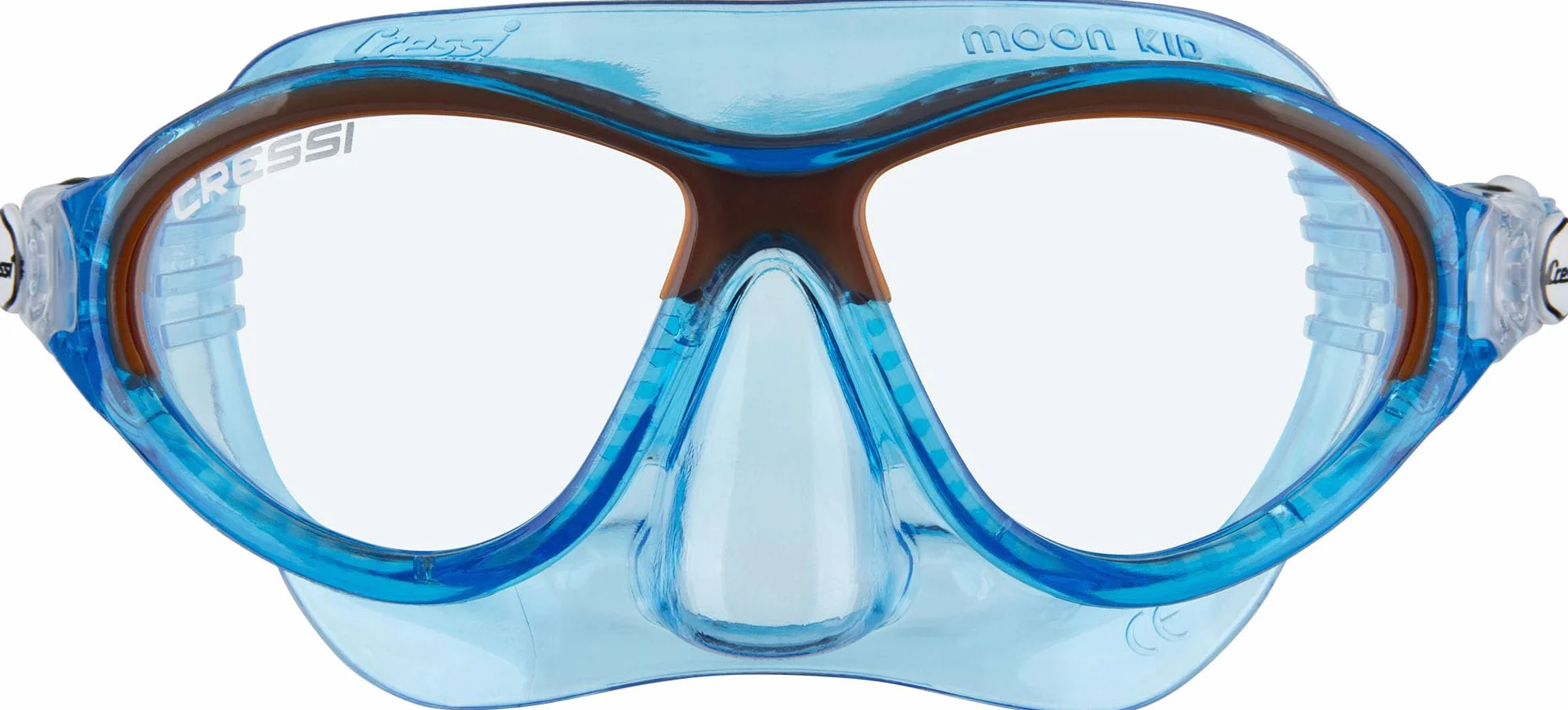 CRESSI since 1946 - Moon Kid + Top - Combo Set Mask Moon and Top Snorkel Ideal for Diving and Snorkelling - Blue/Orange - Kids One Size