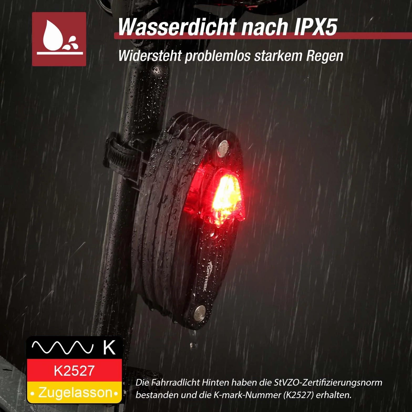 Toptrek składany zamek rowerowy 100 cm z uchwytem StVZO USB
