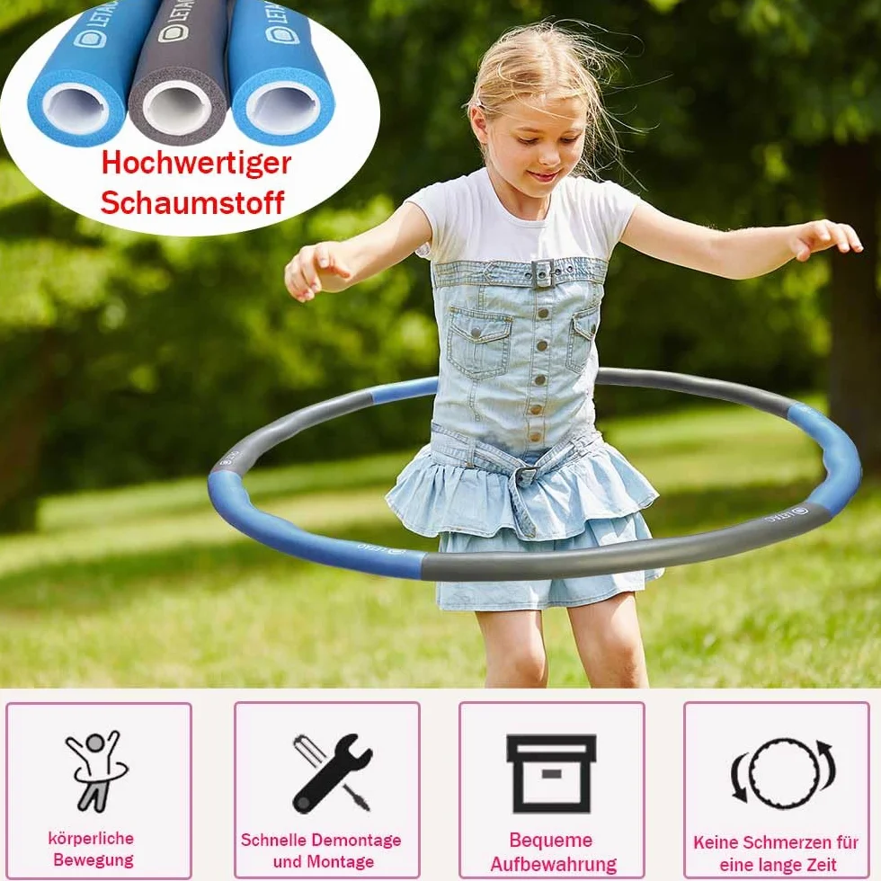 LETAO Hula hop dla dzieci 4+ lat Blue Gray rozkładany z elektroniczną instrukcją