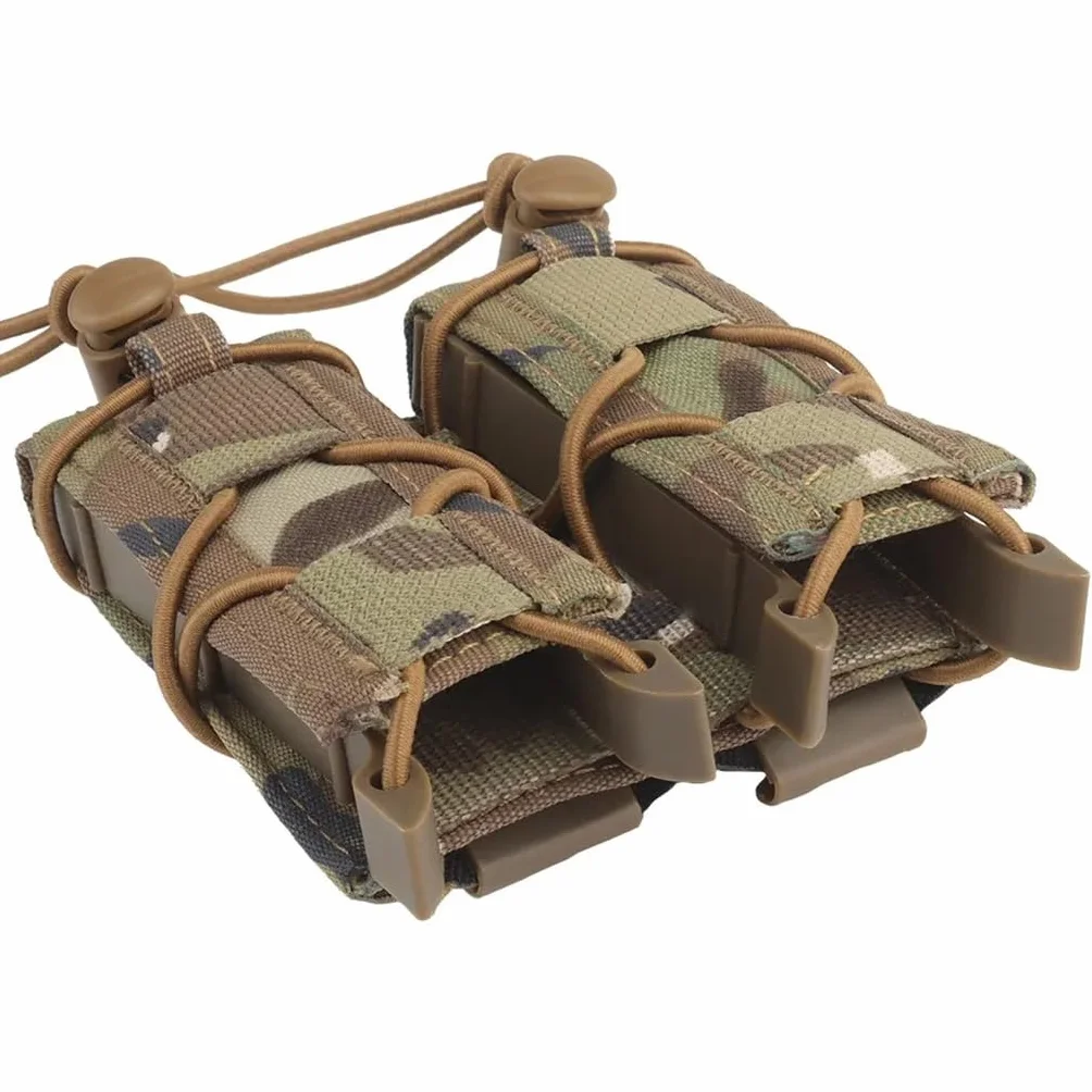Tatical 9MM 1911 Kabura Na Magazynek Uniwersalny Montowany Na Pasku Bungee Retention Airsoft Podwójny Pistolet MAG Etui MOLLE Podwójny Stos (Color : BK)