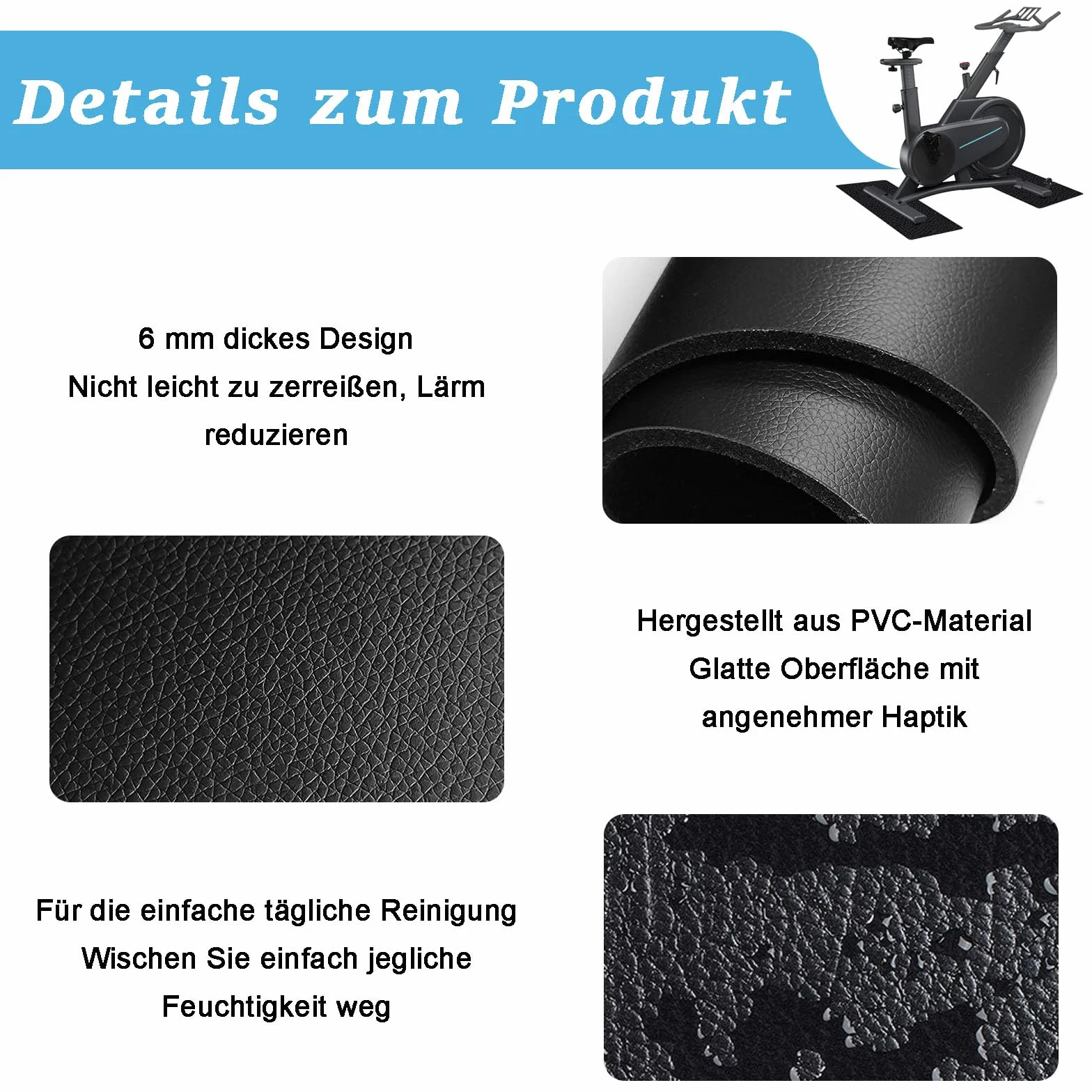 Mata ochronna podłogowa do sprzętu fitness 2 sztuki 28 x 70 cm grubość 6 mm czarna
