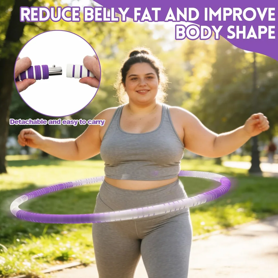 Hula hop dla dorosłych, 1,1 kg, obręcz do fitnessu, do ćwiczeń mięśni brzucha i spalania tłuszczu, do intensywnego treningu, 8 segmentów, zdejmowana reorganizacja