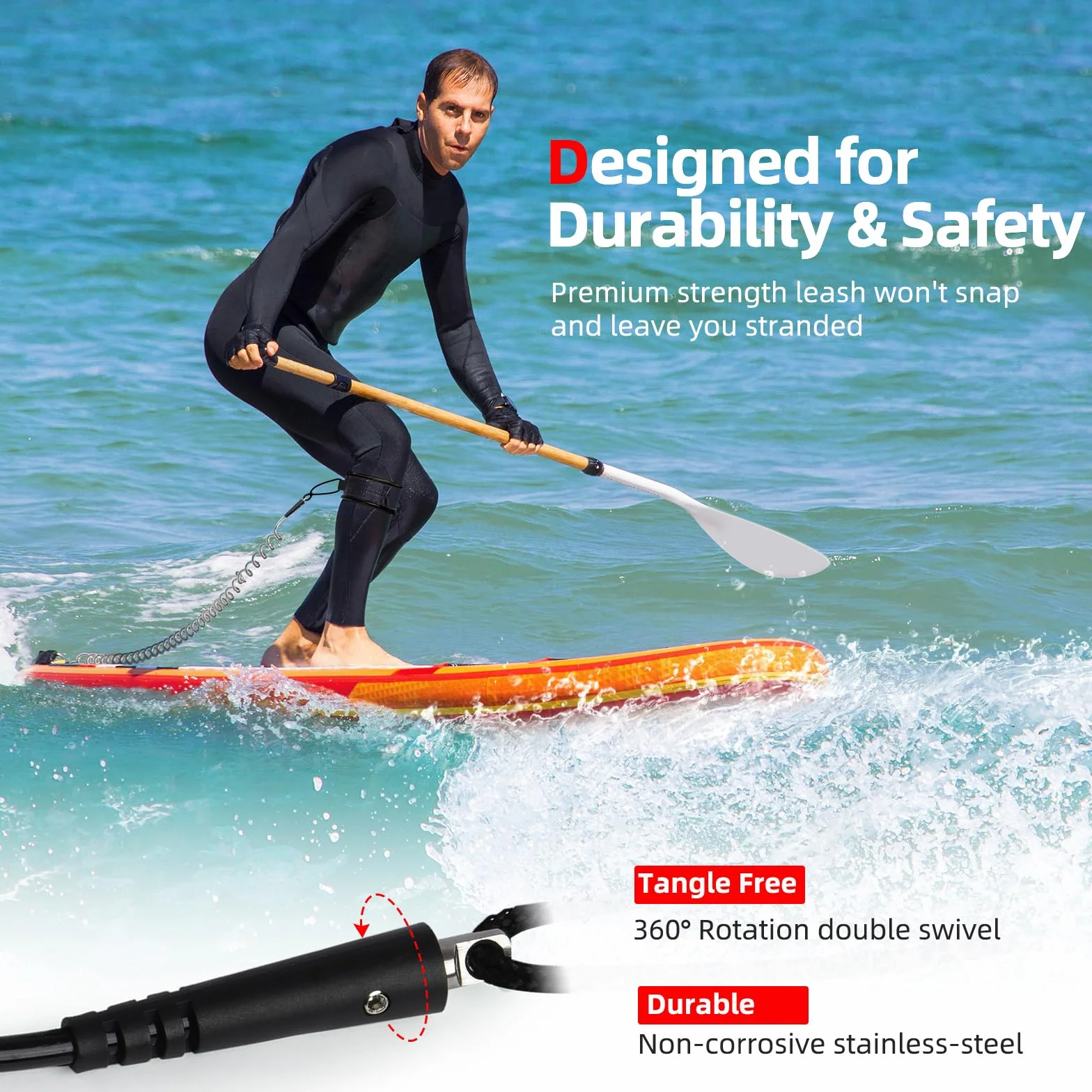 Smycz surfingowa Abahub 10 stóp 5 mm niebieska