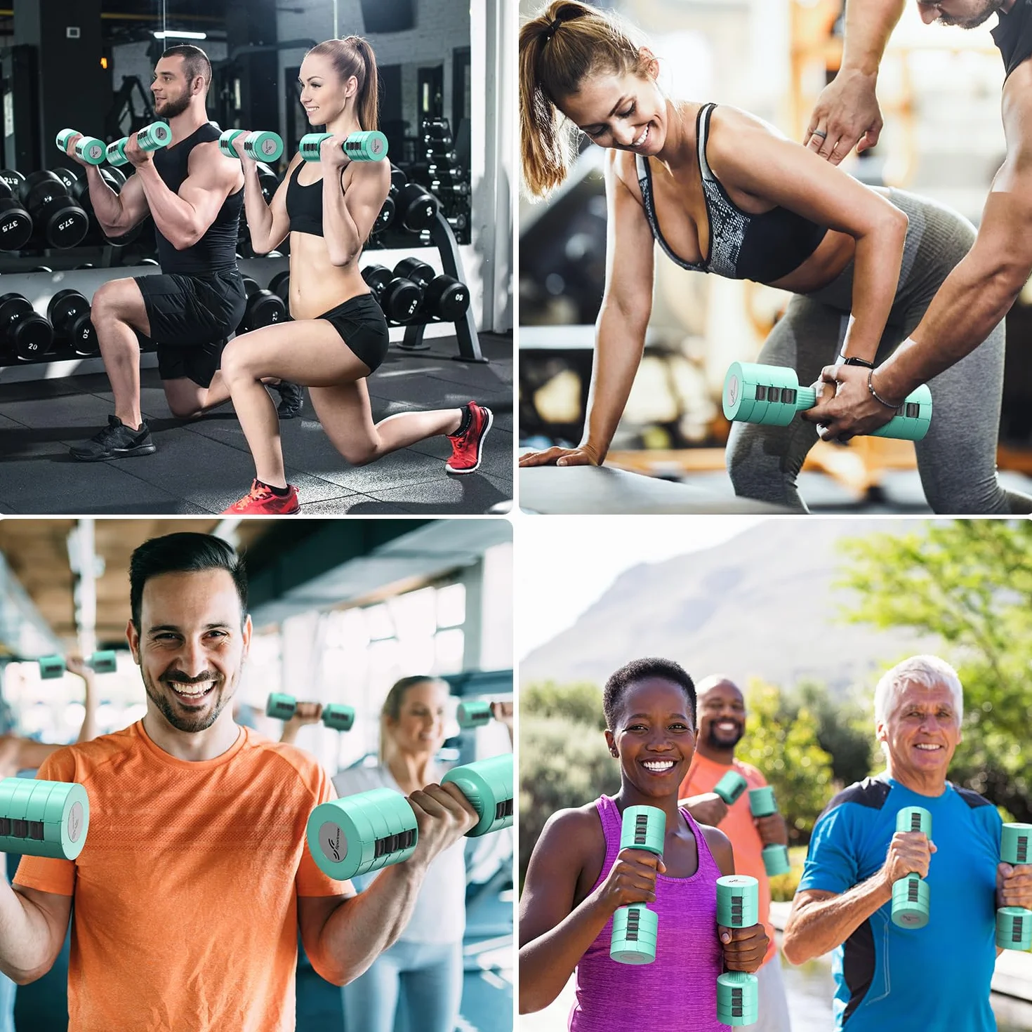 Sportneer Zestaw regulowanych hantli 4 w 1 1-2,5 kg sprzęt fitness
