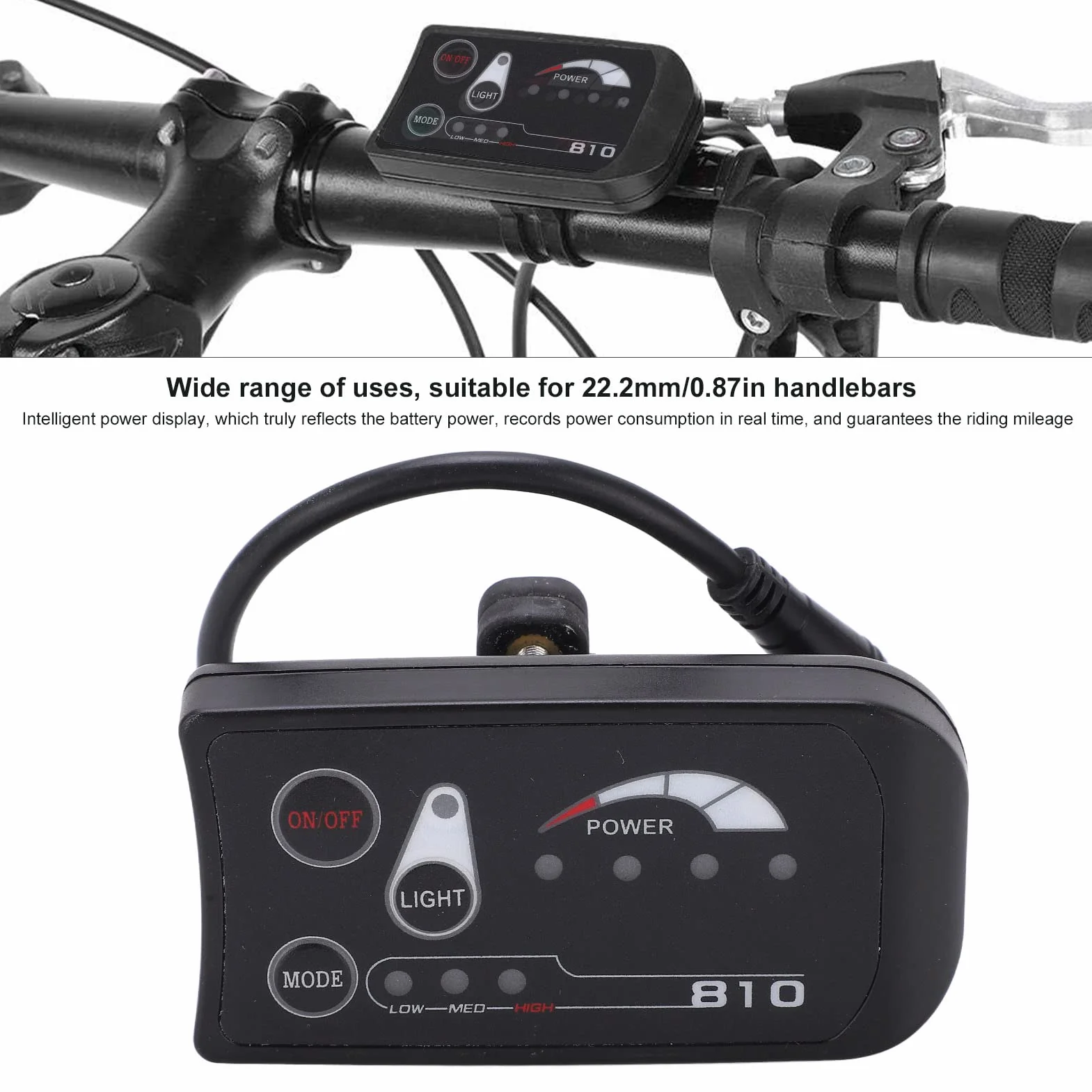BuyWeek Panel wyświetlacza LED do roweru elektrycznego, 36 V, 48 V, wyświetlacz LED, panel sterowania do modyfikacji roweru elektrycznego