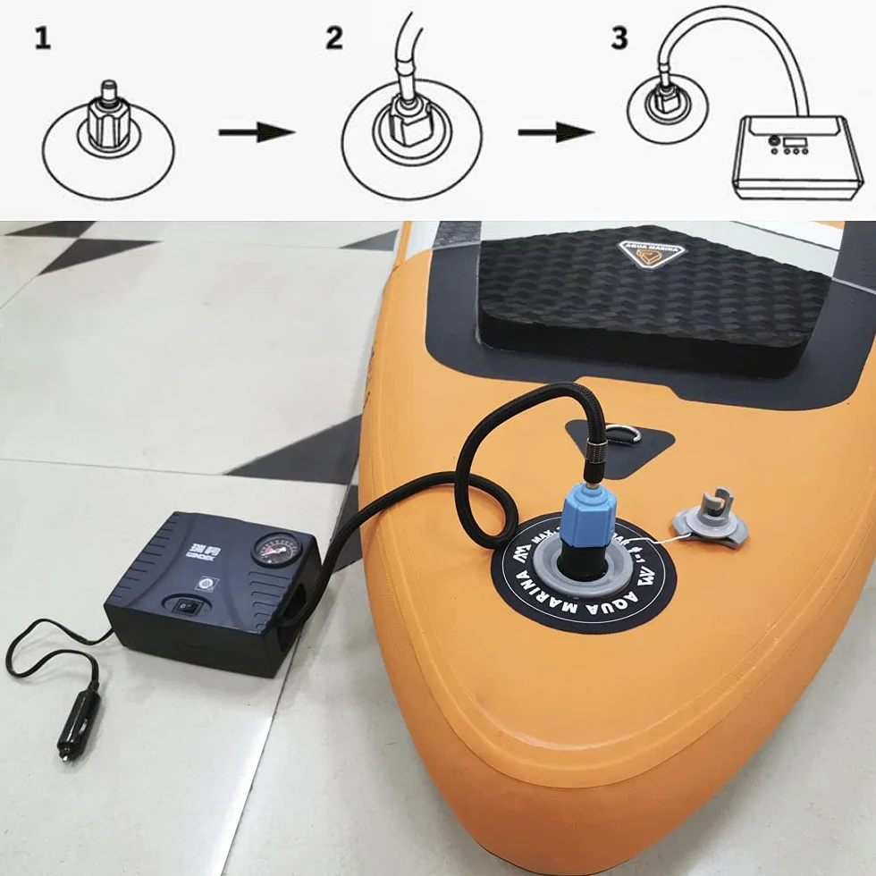 adapter do pompy, nadmuchiwany konwerter zaworów powietrza z 4 dyszami gazowymi do pontonów/deski SUP, nadmuchiwanego łóżka/pontonu, adapter do wentylu sup do sprężarki
