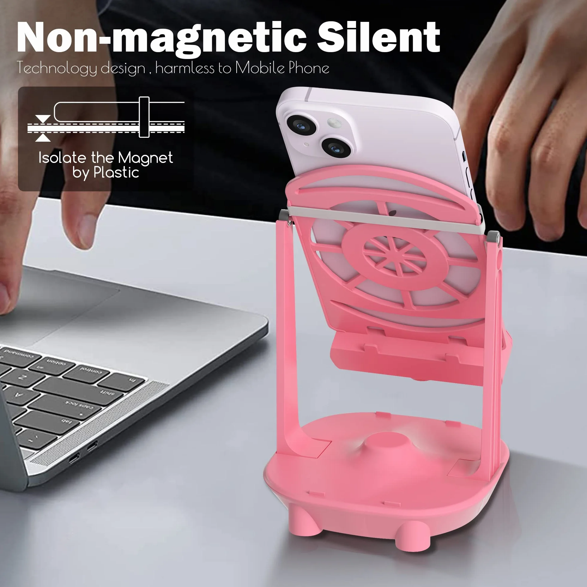 NEWZEROL Telefon komórkowy Swing Steps Counter krokomierz do telefonu komórkowego, [kabel USB] [łatwa instalacja] [wyciszenie] [obsługa 2 telefonów] – różowy