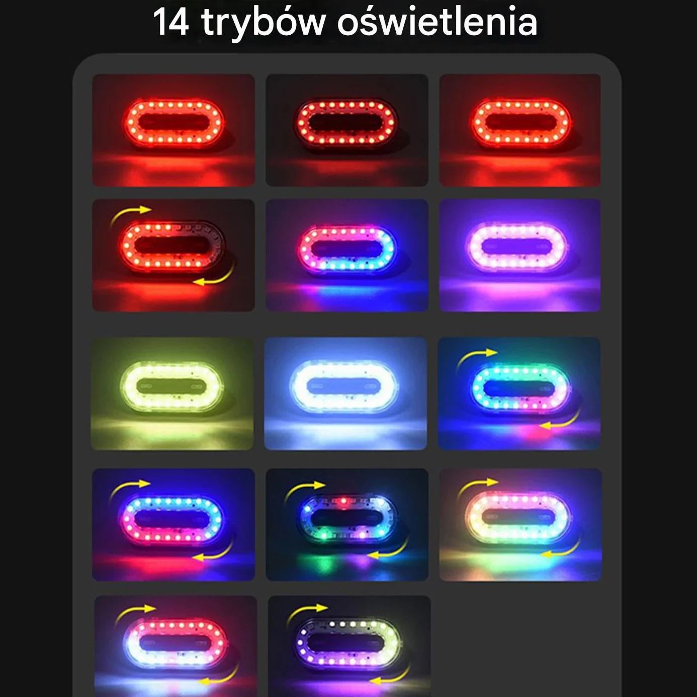 Tylne światło rowerowe, światło ogonowe na rower | Rower migający tylne światło z 7 kolorami i 14 trybami,Wodoodporne światło e-rowerowe do dojazdu do jazdy na rowerze na świeżym powietrzu