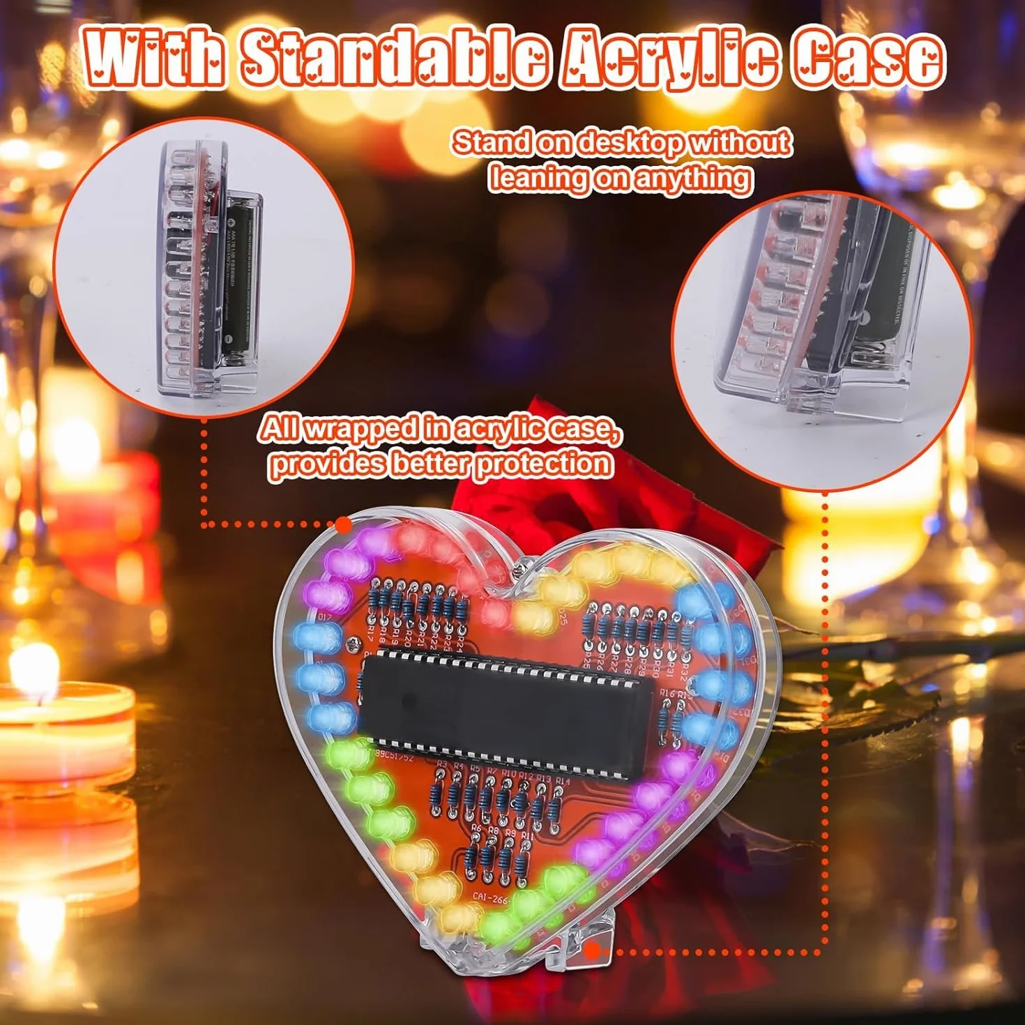 PEMENOL Zestaw lutowniczy RGB LED w kształcie serca SMT/SMD DIY do nauki lutowania