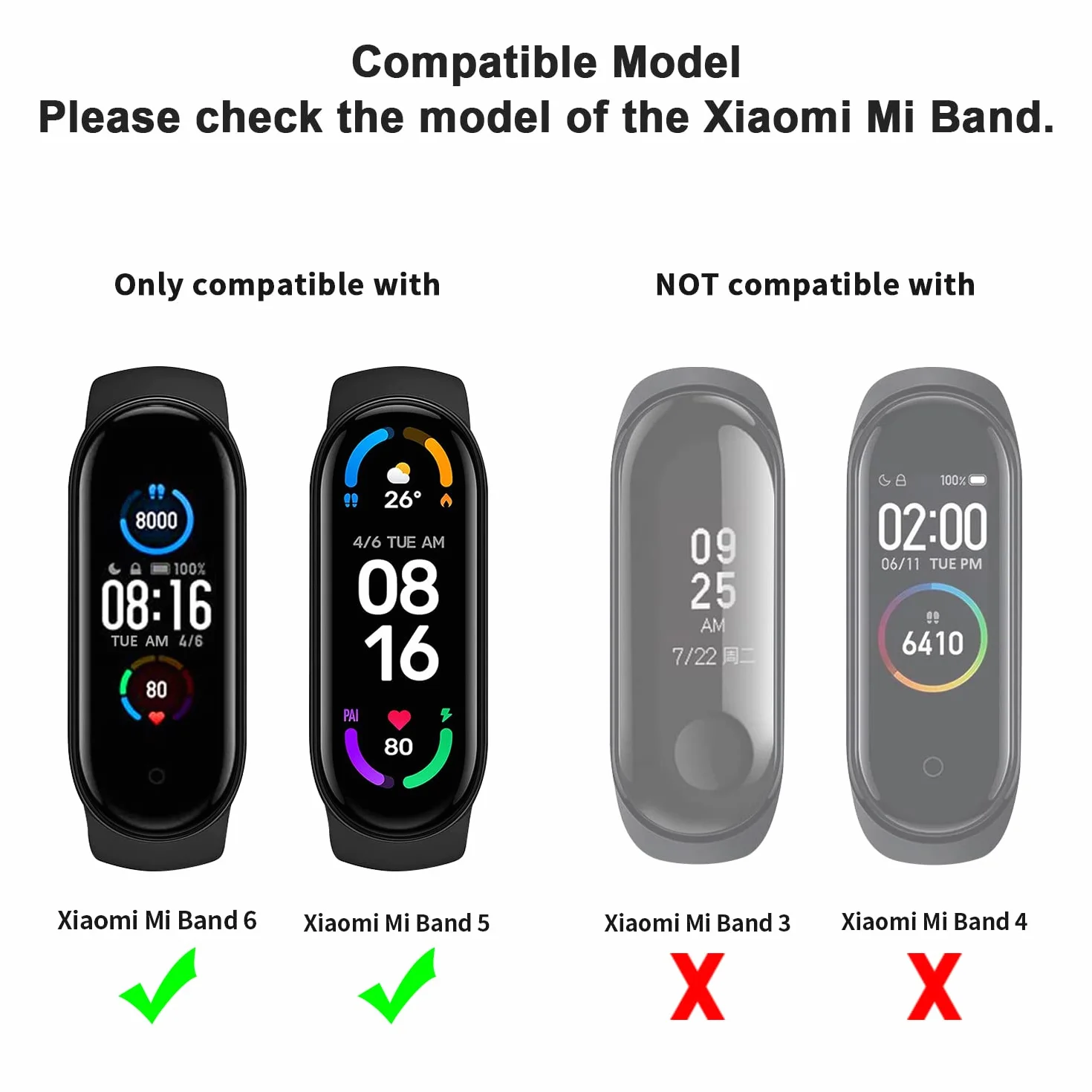 [3 Pack]Opaski sportowe dla Xiaomi Mi Band 5,Xiaomi Mi Band 6, miękkie silikonowe paski zamienne dla Xiaomi Mi Band 5,6 Kobiety Mężczyźni