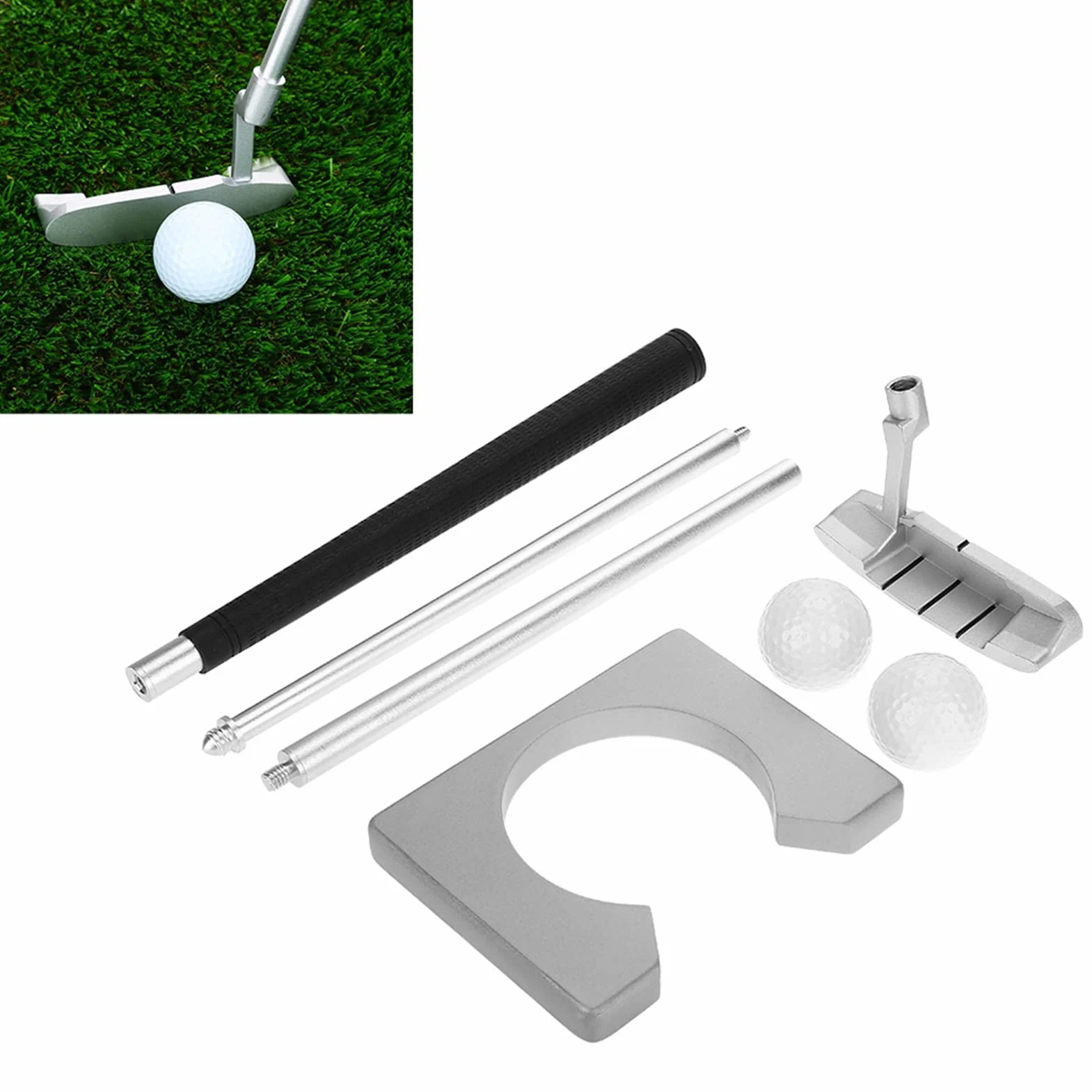 BuyWeek Zestaw miotaczy golfowych, przenośny sprzęt do treningu golfowego z 2 kulkami z zamkiem błyskawicznym do domu biura