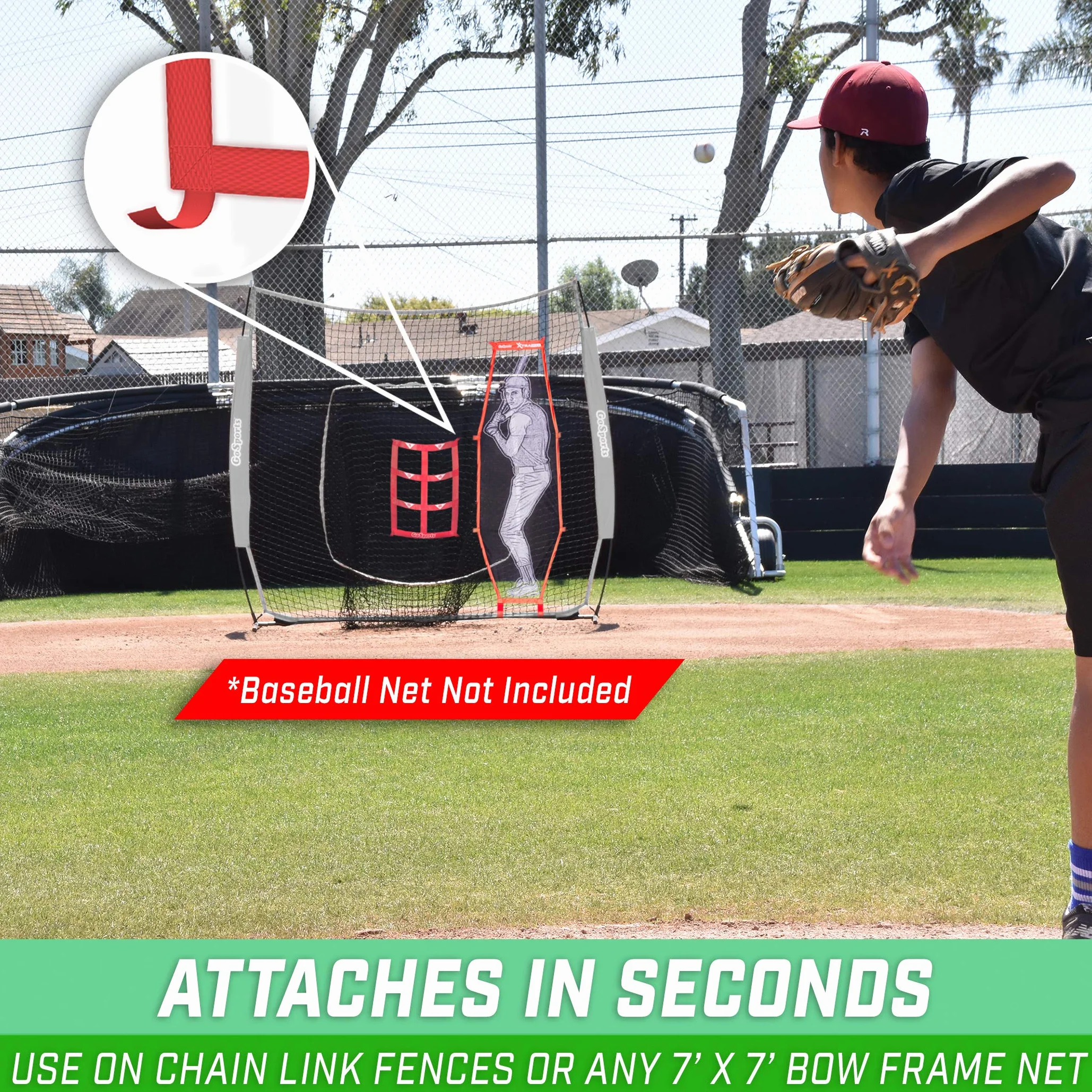 GoSports Zestaw do pitchingu baseballowego i softballu XTRAMAN, czerwony