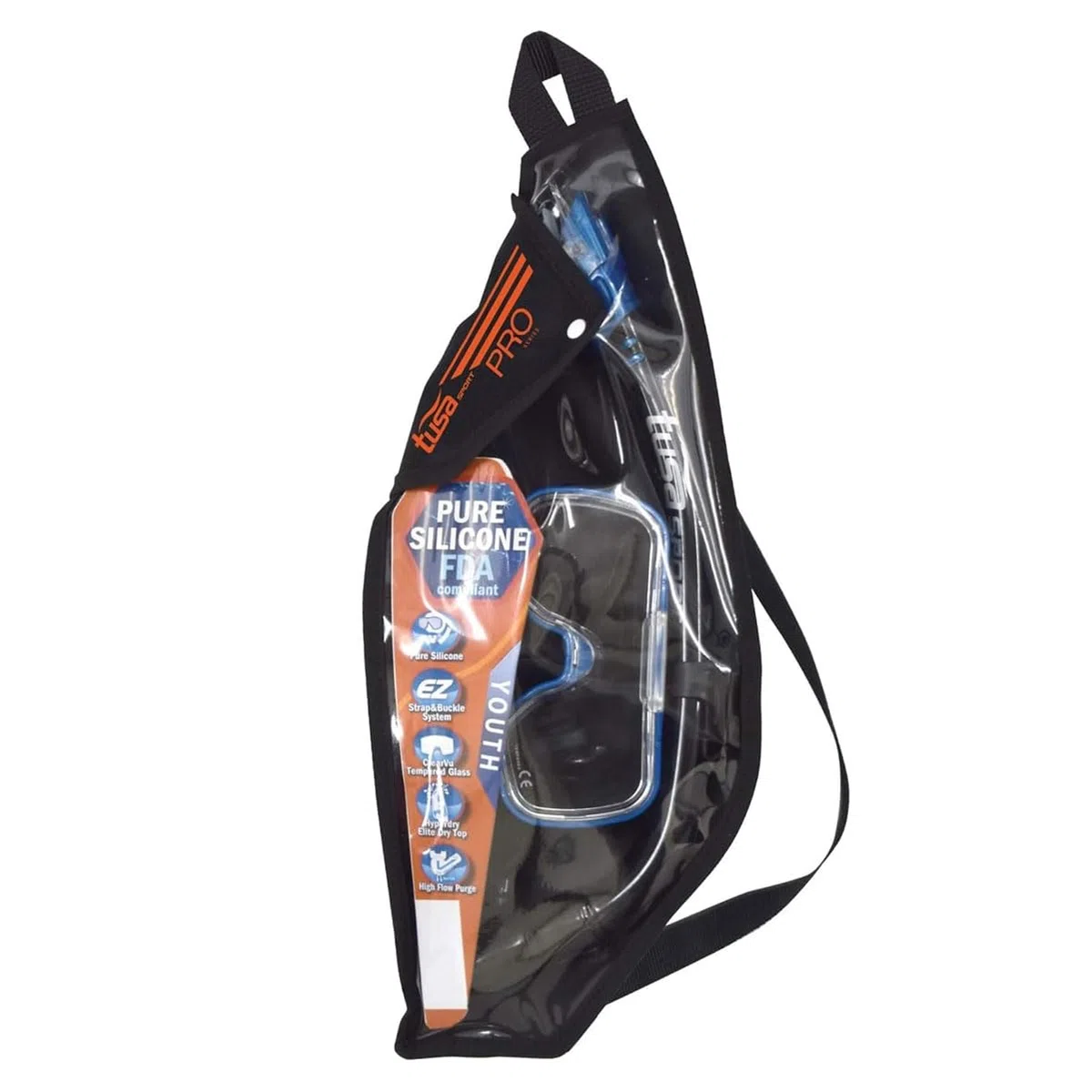 TUSA Sport Youth Mini-Kleio Maska i Dry Snorkel Combo, przezroczysty niebieski