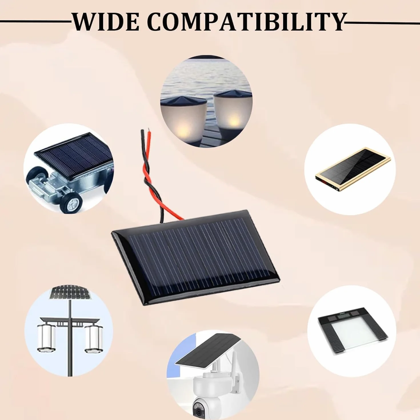 6 sztuk 62 x 36 mm Micro Mini Panele Słoneczne, 3V 0,27W 90mA Przenośny Polikrystaliczny krzem Panel Słoneczny, Panel fotowoltaiczny do domu DIY Projekty naukowe Ładowarka