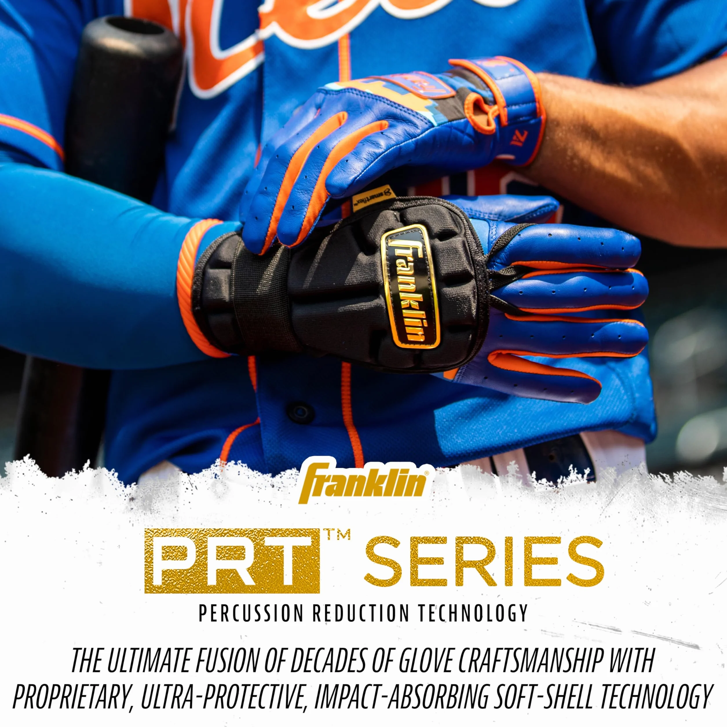 Franklin Sports Osłona dłoni i nadgarstka do baseballu - PRT LG Series ochraniacz dla dorosłych do mrugnięcia - osłona ochronna dla osób uderzających prawą i lewą ręką - jeden rozmiar - dla dorosłych