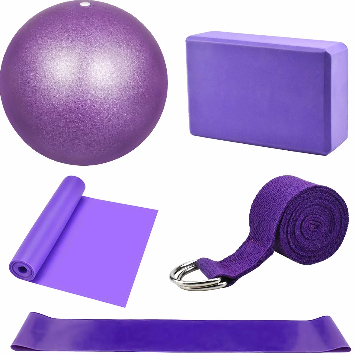 Zestaw startowy do jogi 5 szt. klocki do jogi i zestaw pasków piłka do jogi pianka joga cegła fitness ćwiczenia opór pętla pasek rozciągający pasek do pilatesu sprzęt do jogi i akcesoria do domu,
