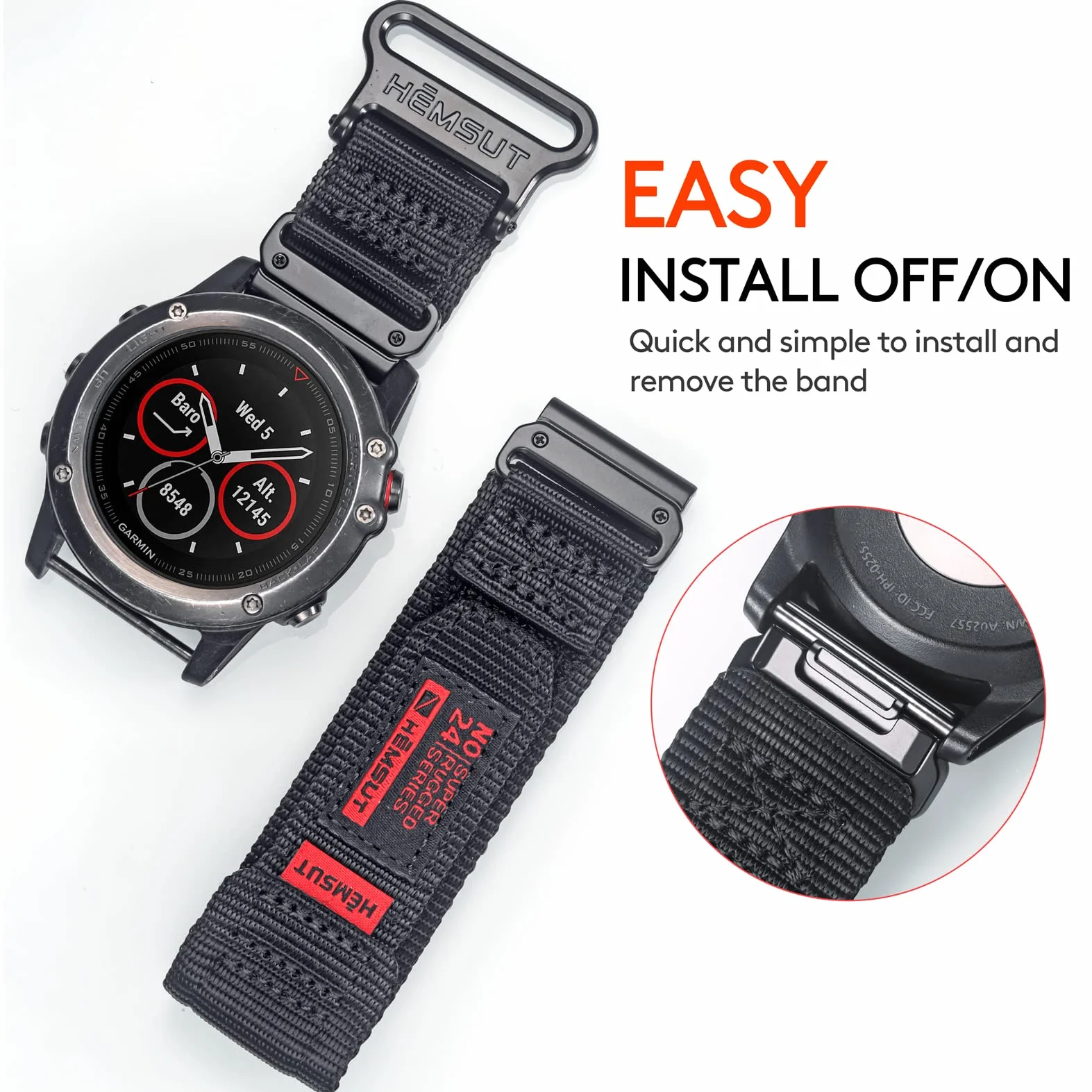 Nylonowy pasek loop na rzep do Garmin Fenix Forerunner Approach MARQ Quatix D2